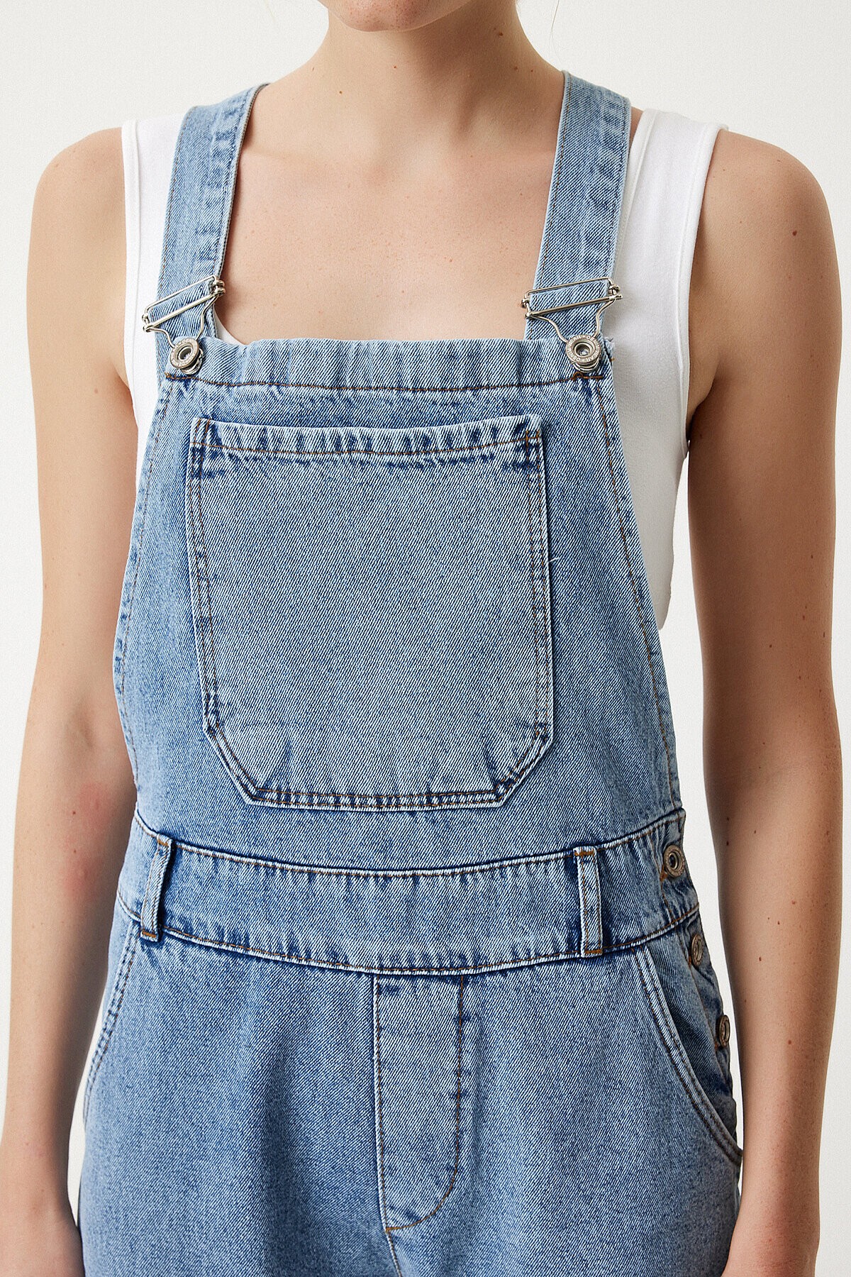 Askılı Denim Bahçıvan Tulum AÇIK MAVİ LRV0006