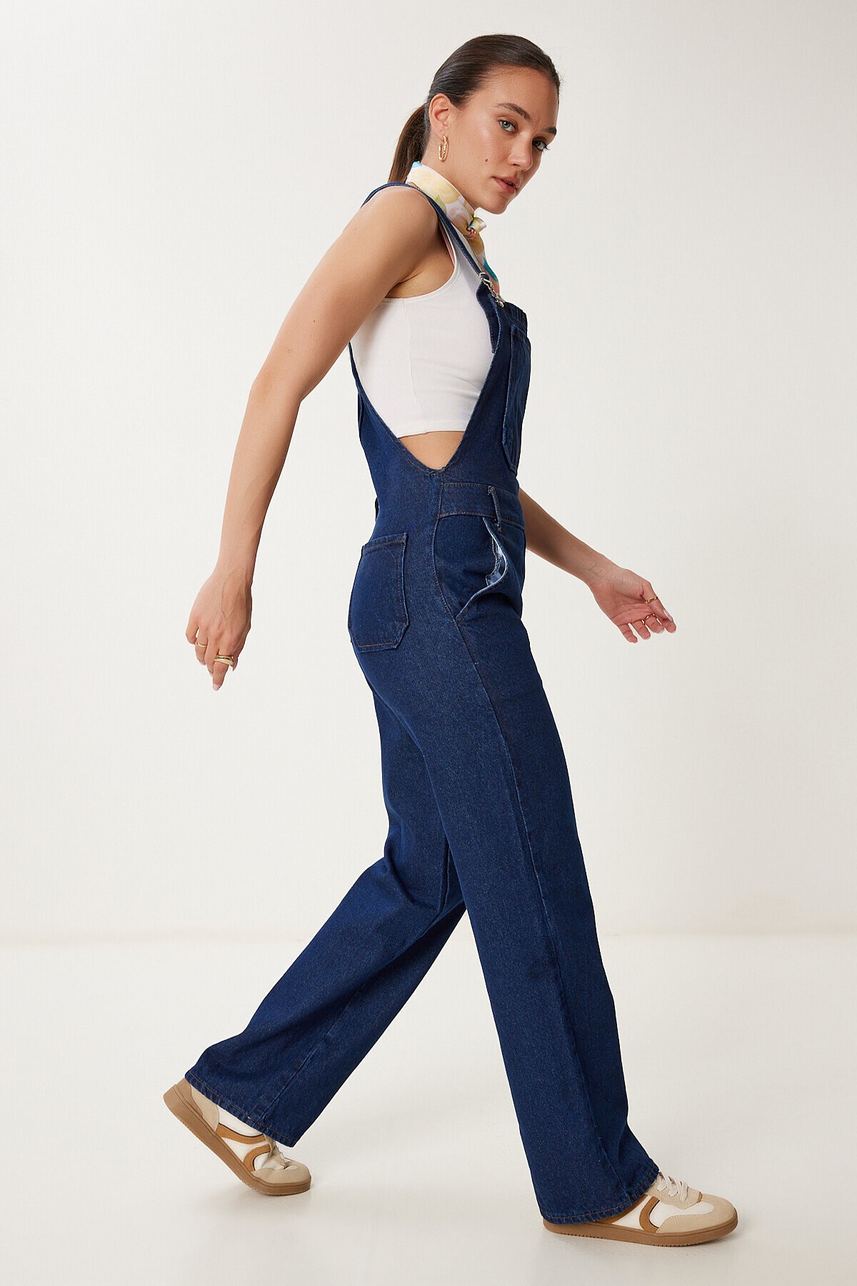 Askılı Denim Bahçıvan Tulum KOYU MAVİ LRV0006