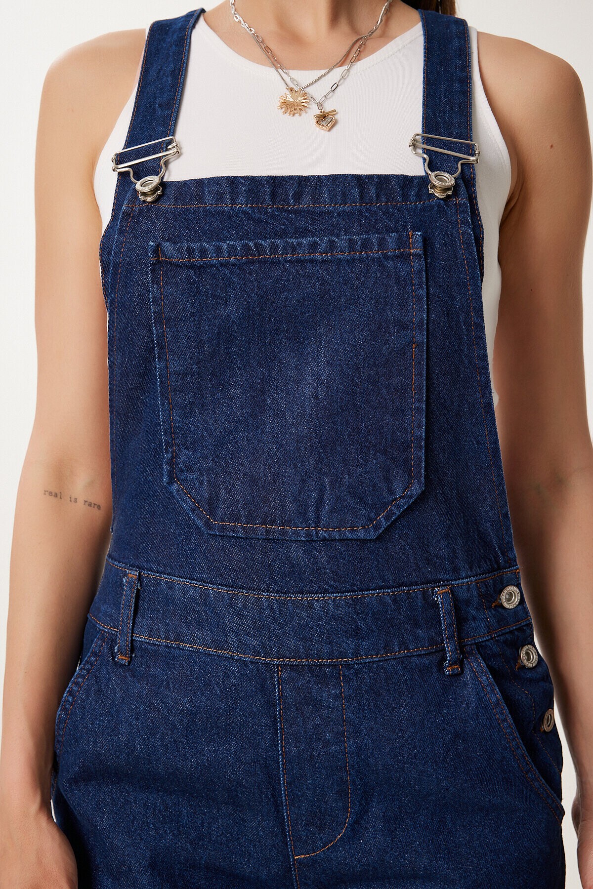 Askılı Denim Bahçıvan Tulum KOYU MAVİ LRV0006