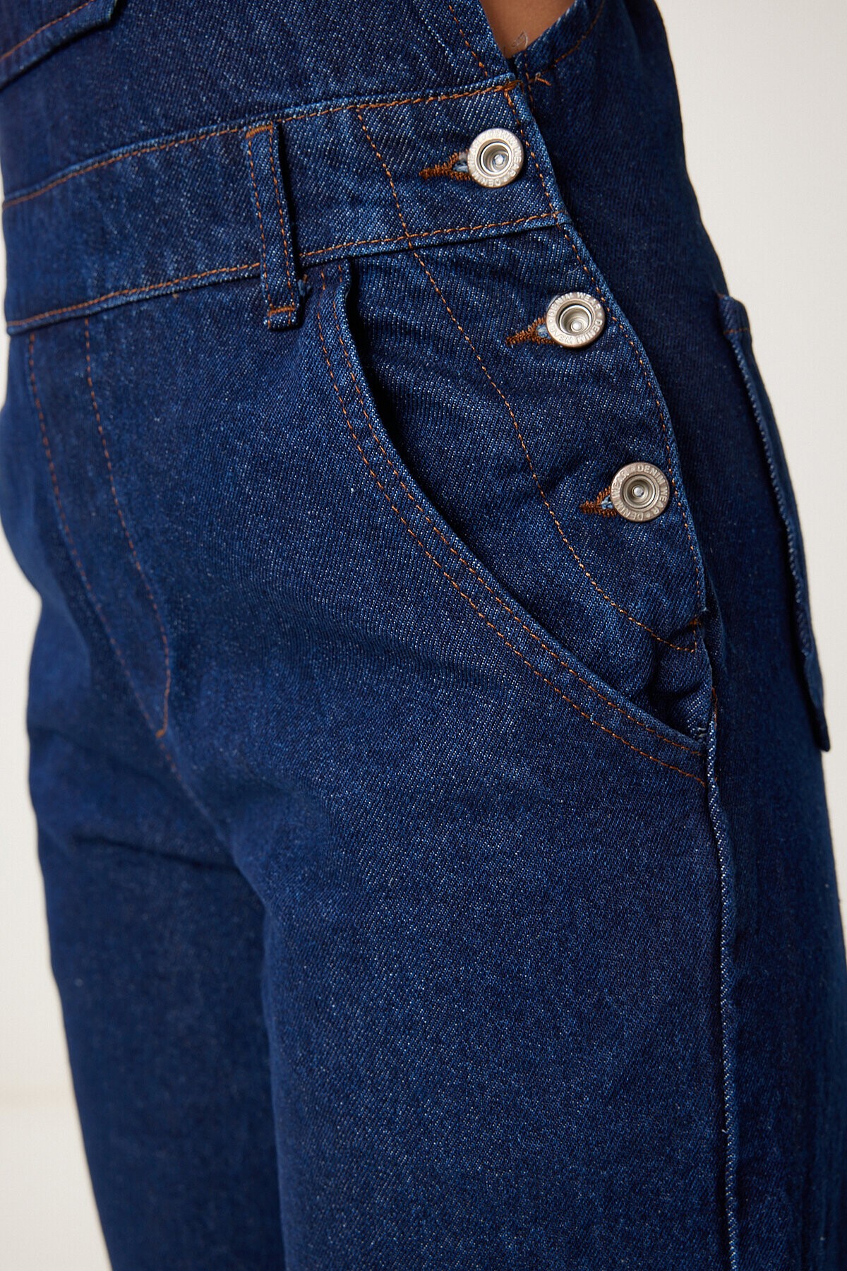 Askılı Denim Bahçıvan Tulum KOYU MAVİ LRV0006