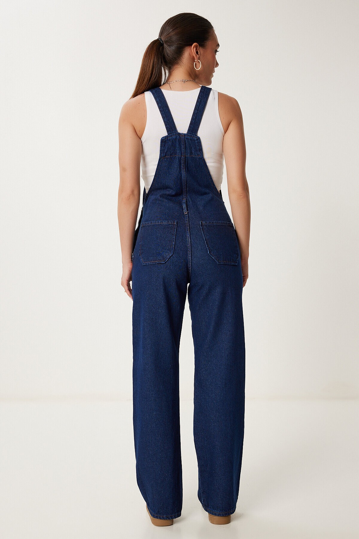 Askılı Denim Bahçıvan Tulum KOYU MAVİ LRV0006
