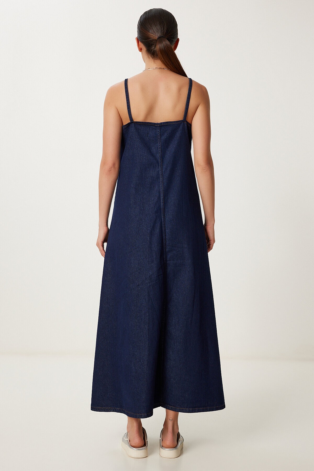 Askılı Denim Çan Elbise LACİVERT LRV0097