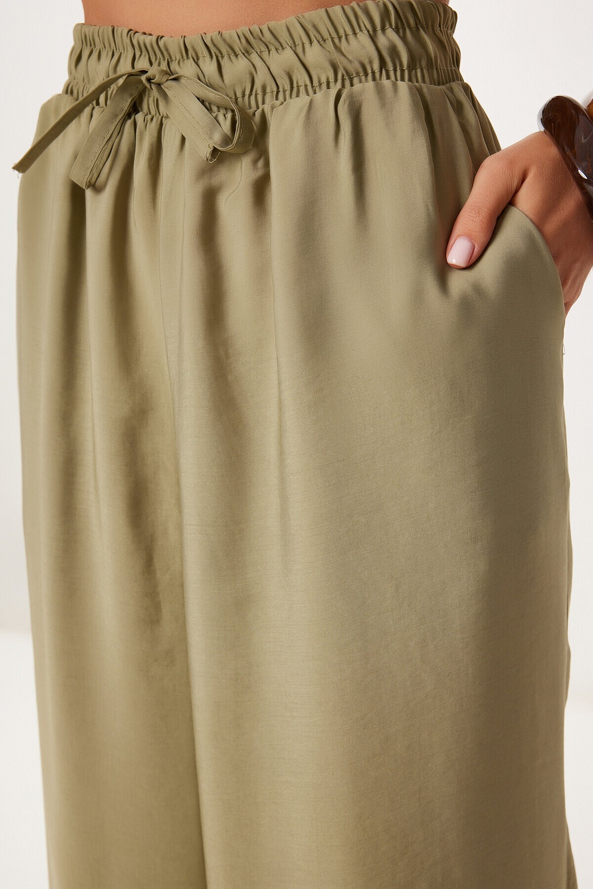 Askılı Modal Bluz Pantolon Takım ZEYTİN YEŞİLİ LRV0108