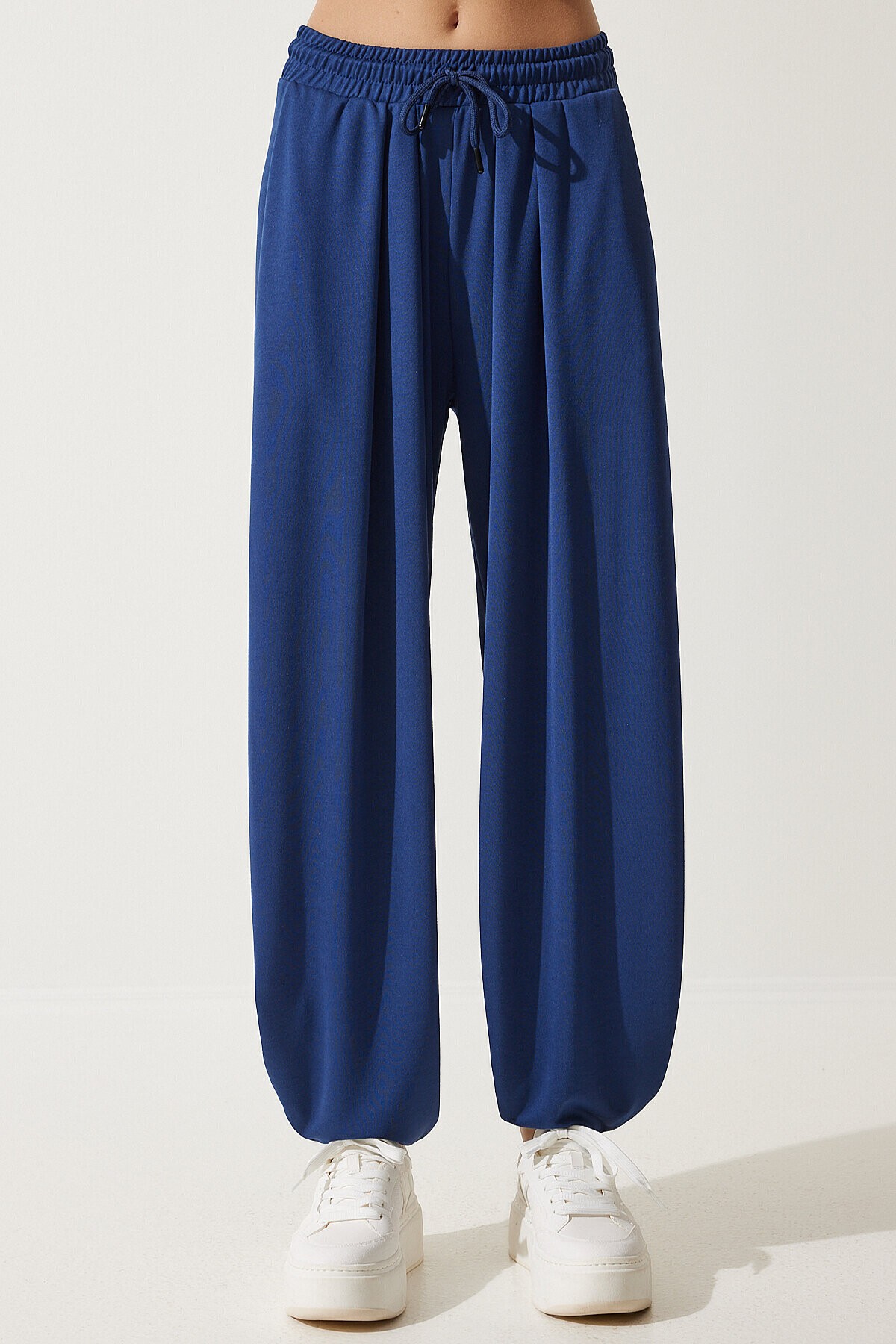 Pileli Rahat Modal Şalvar Pantolon LACİVERT LMC0093