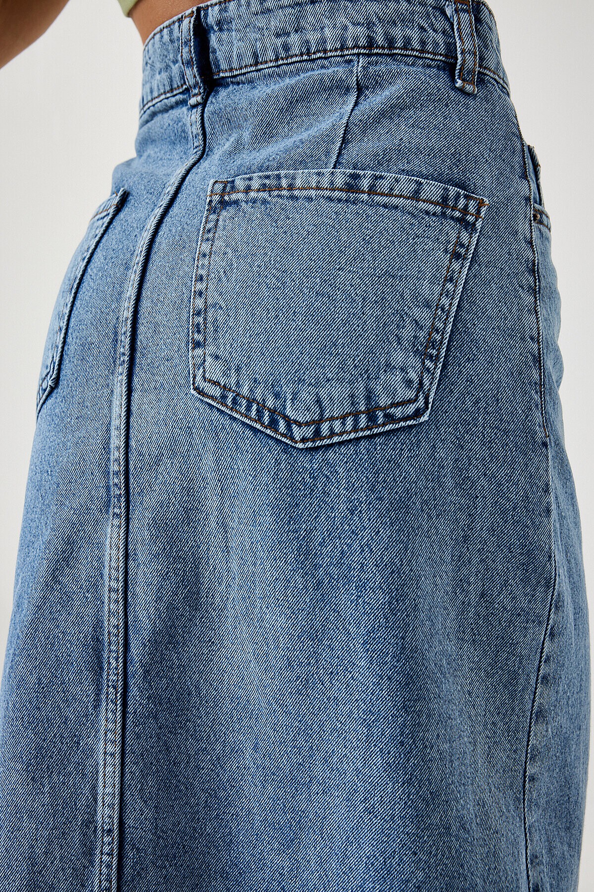Yırtmaçlı Uzun Denim Etek AÇIK MAVİ LRV0016