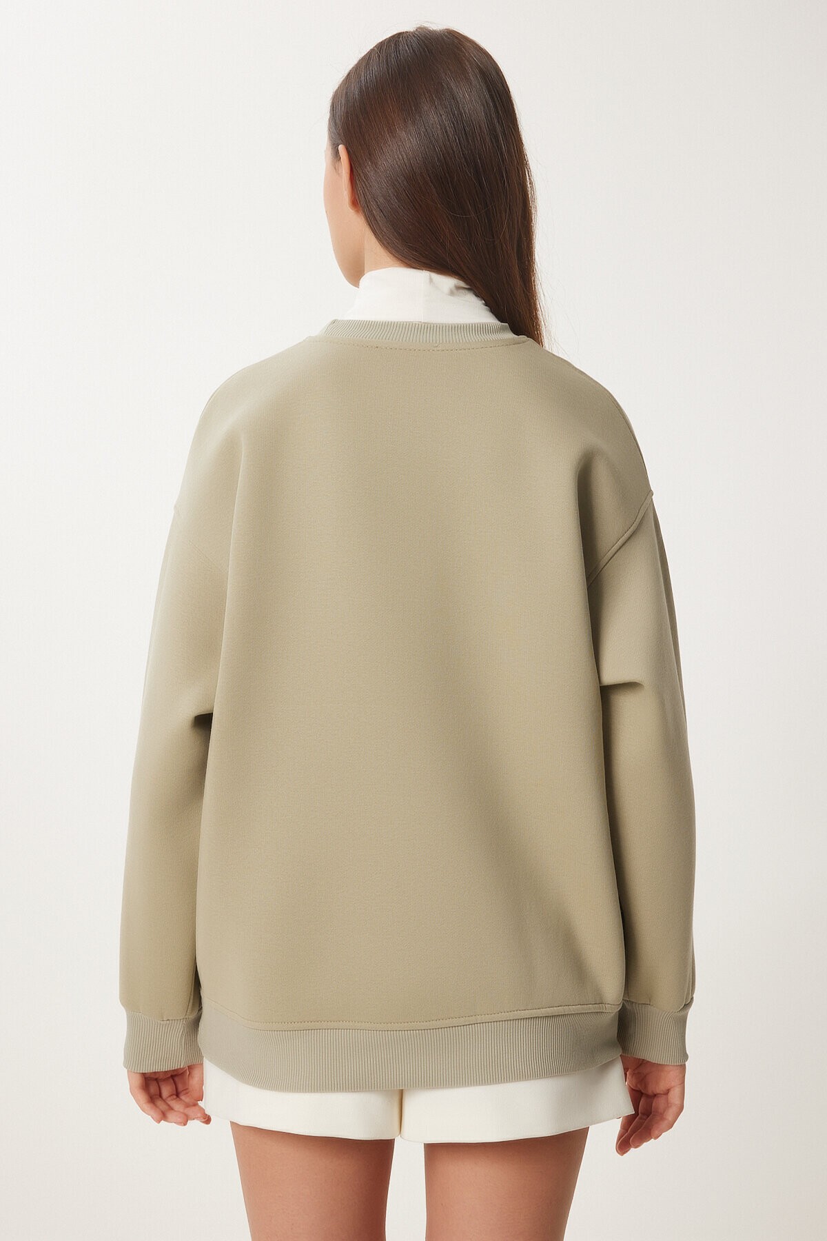Ayıcık Armalı Şardonlu Örme Sweatshirt KİL YEŞİLİ LWE0001