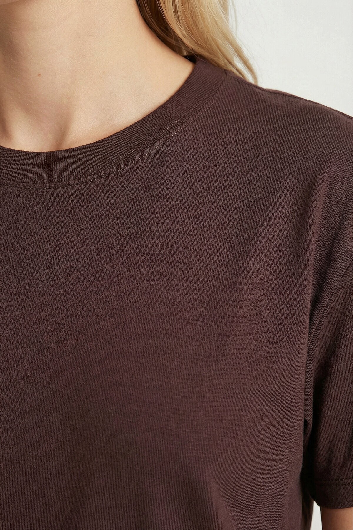 Basic Modal T-shirt KAHVERENGİ LMC0084