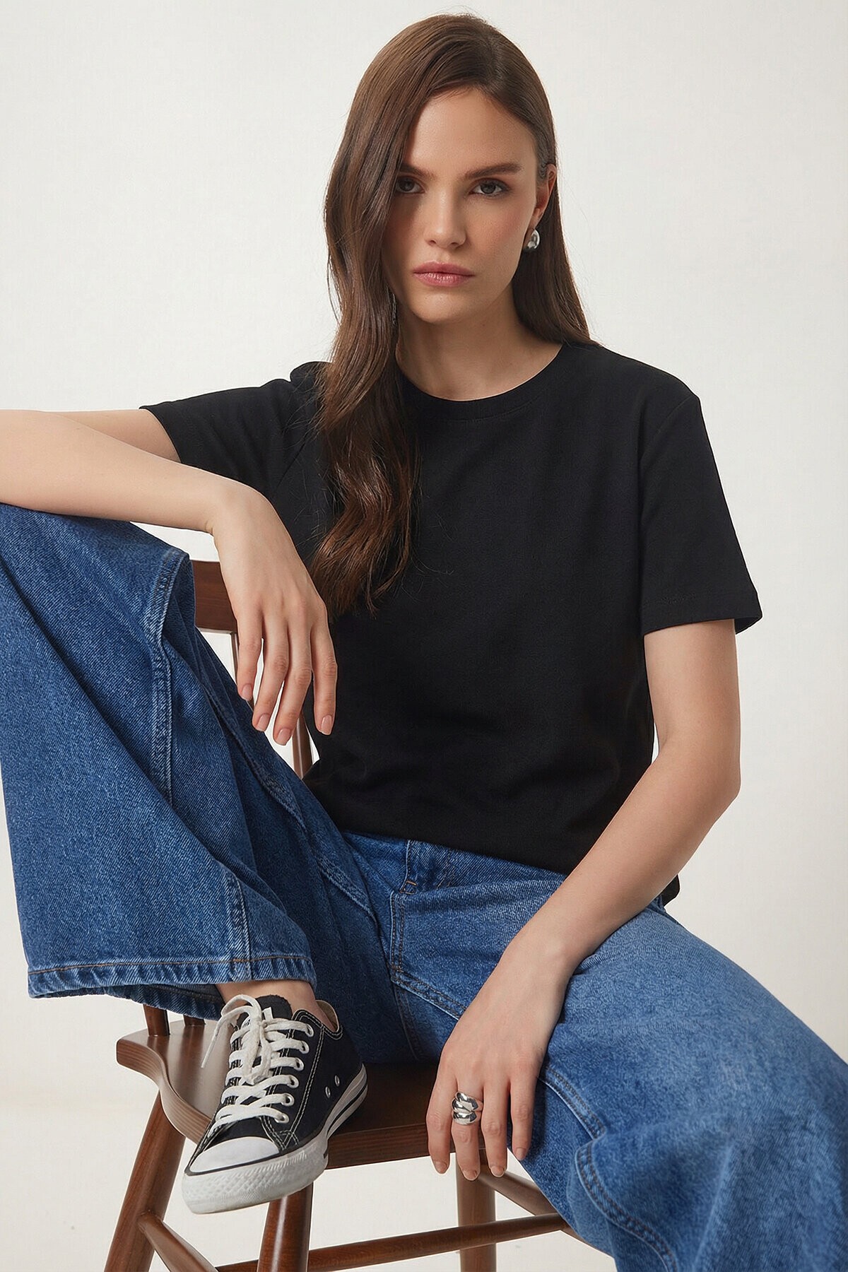 Basic Modal T-shirt SİYAH LMC0084