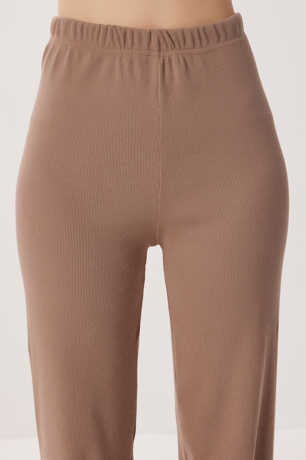 Düğmeli Fitilli Örme Hırka Pijama Takımı BEJ LRN0016