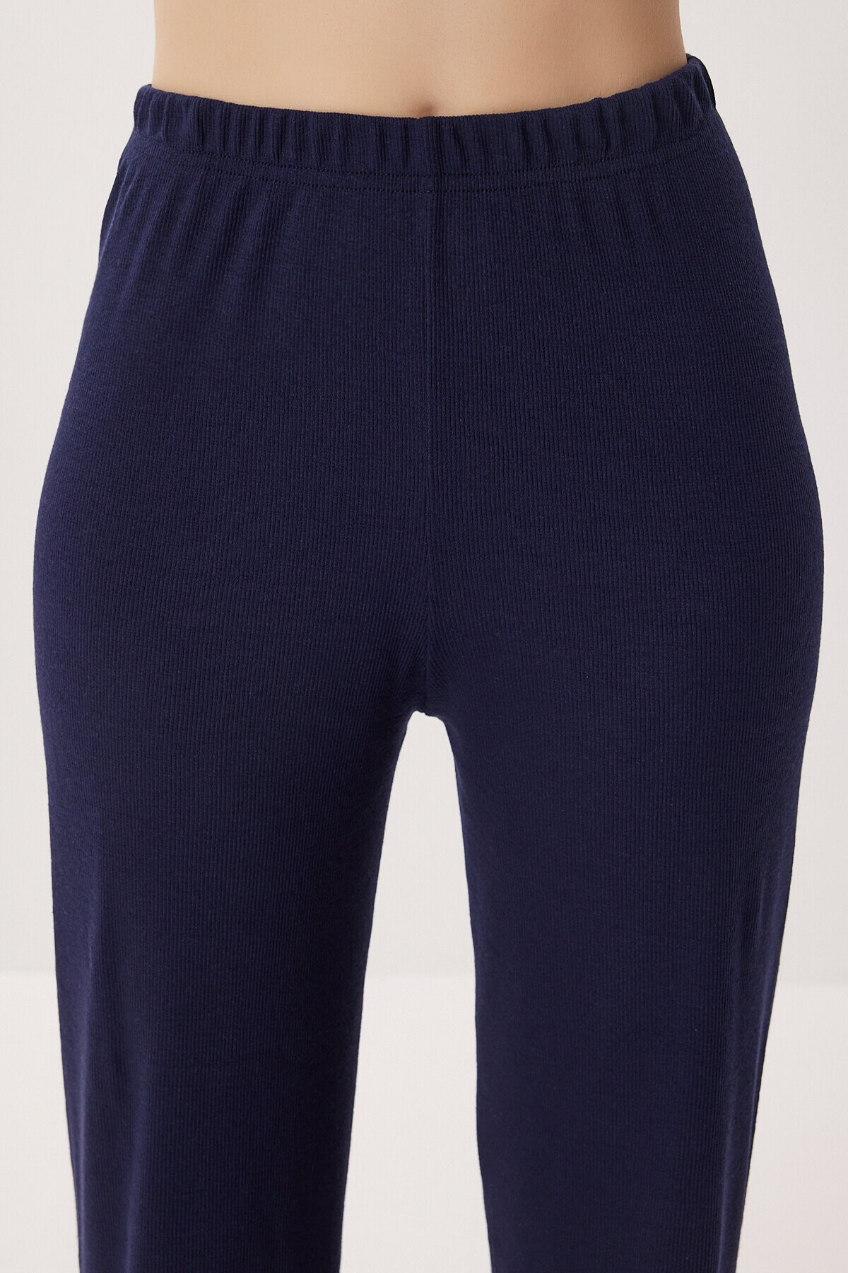 Düğmeli Fitilli Örme Hırka Pijama Takımı LACİVERT LRN0016
