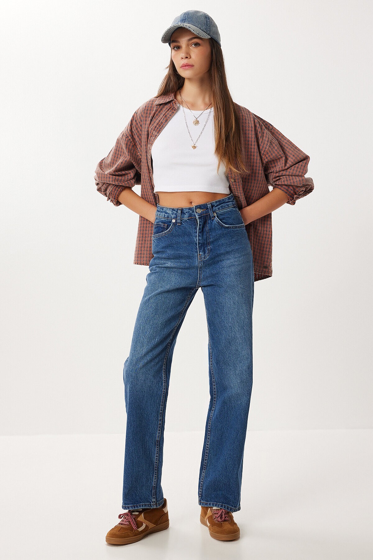 Düz Paça Yüksek Bel Jean P0297 MAVİ LRI0015