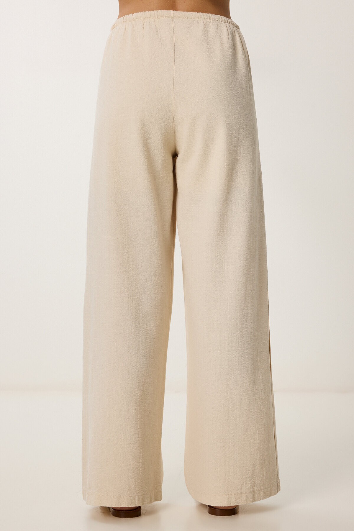 Keten Balon Bluz Pantolon Takım KREM LUS0092