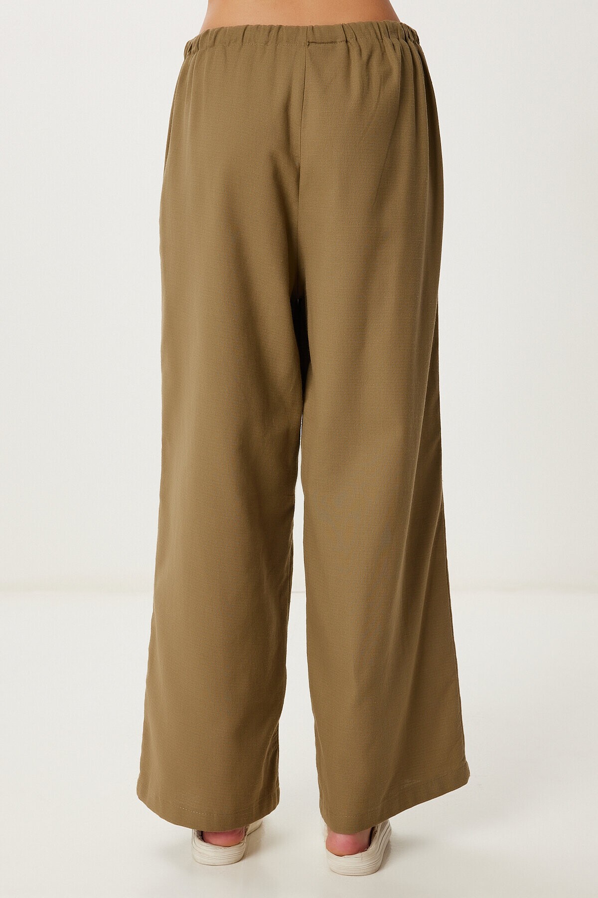 Keten Culotte Pantolon Bluz Takım HAKİ LRV0116