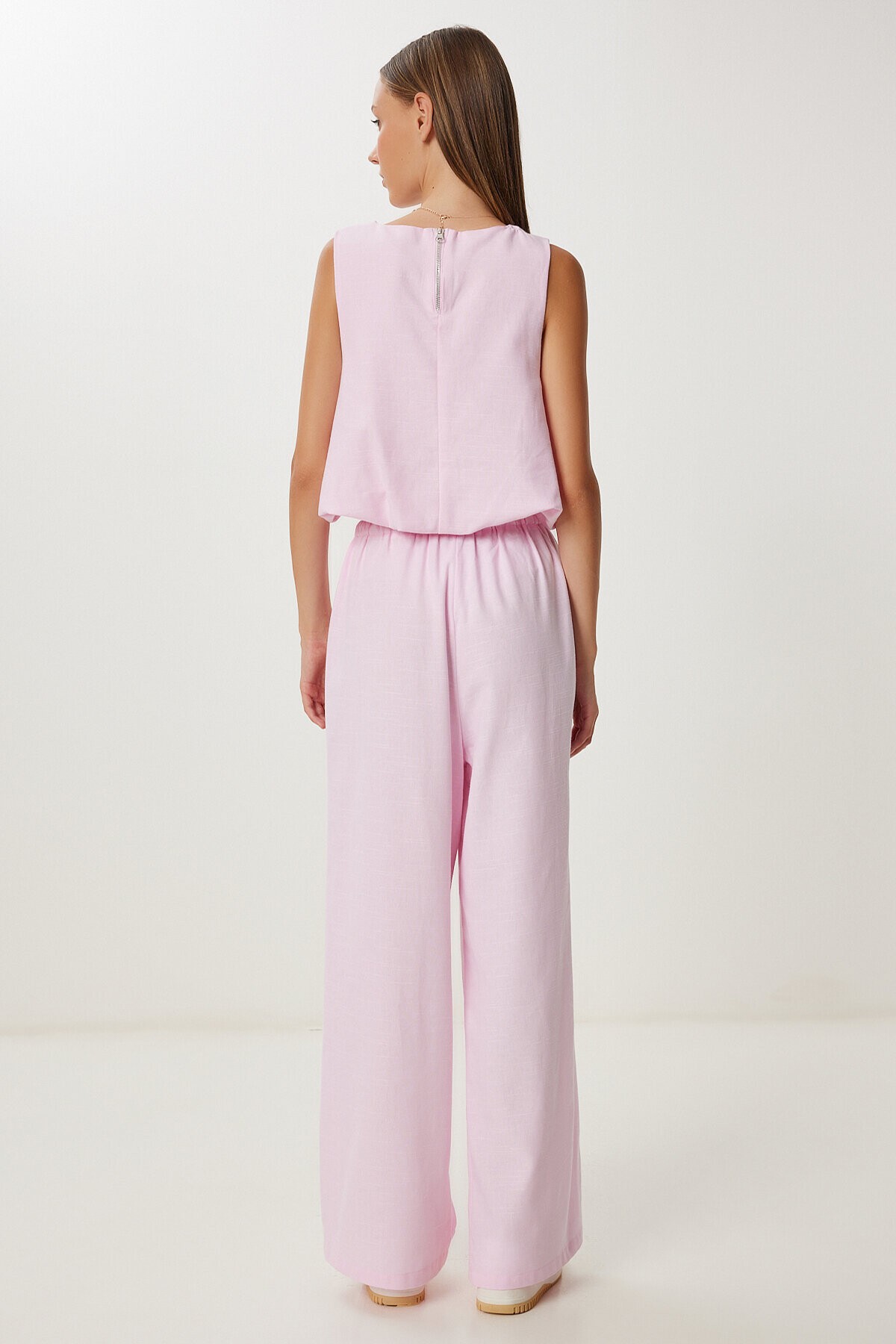 Keten Culotte Pantolon Bluz Takım ŞEKER PEMBE LRV0116