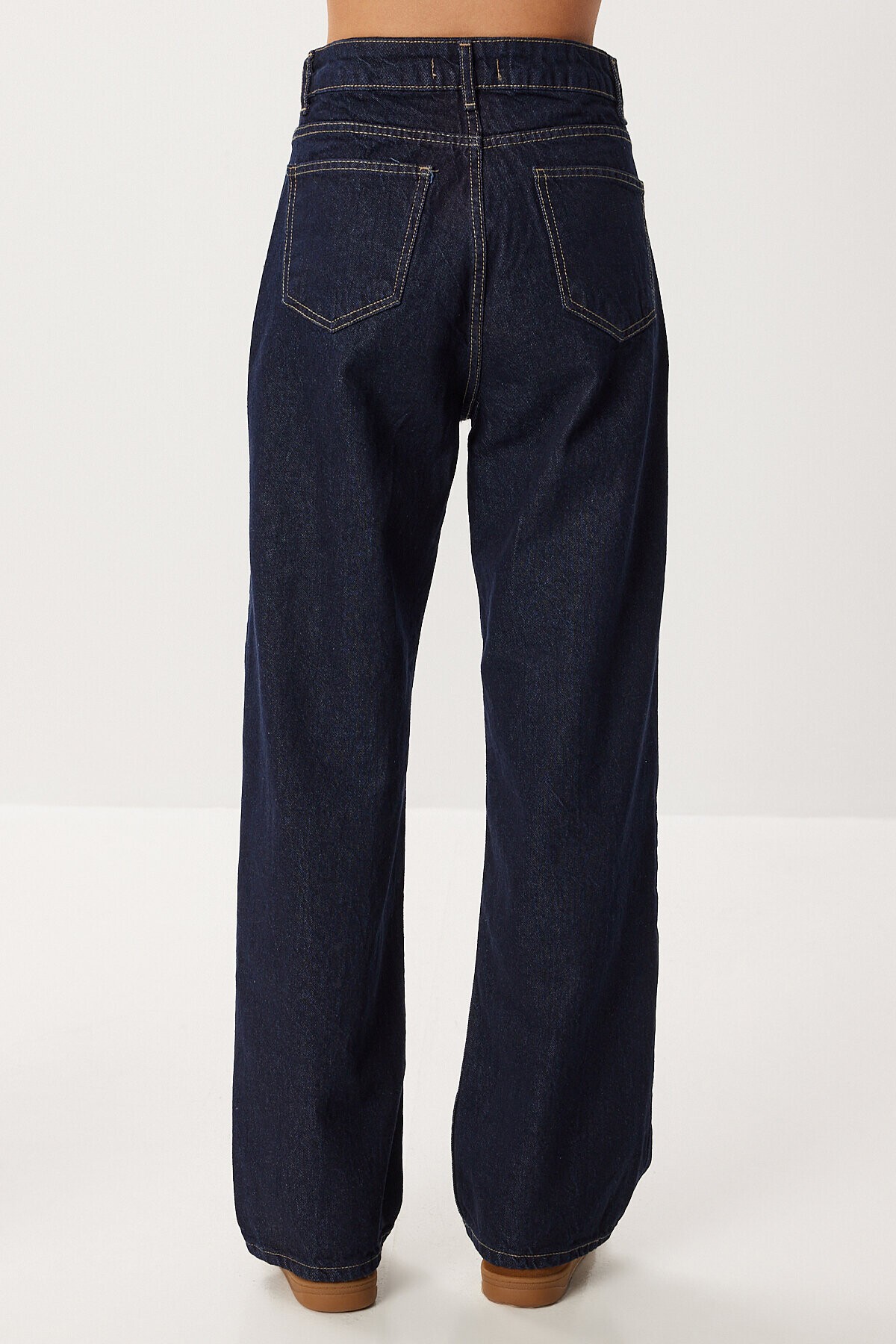 Kuşaklı Denim Ceket Pantolon Takım T0242 KOYU MAVİ LRI0020
