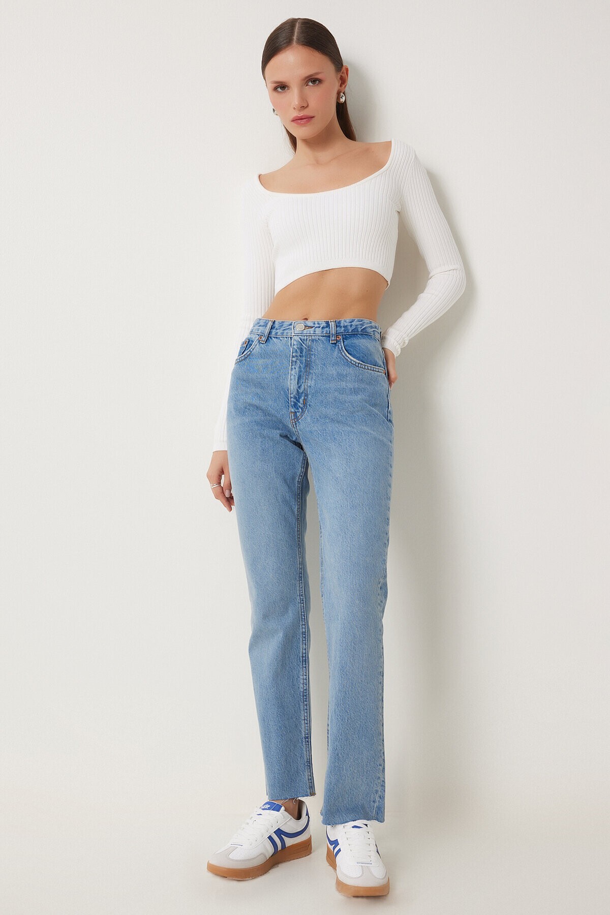 Orta Bel Straight Jeans AÇIK MAVİ LUT0010