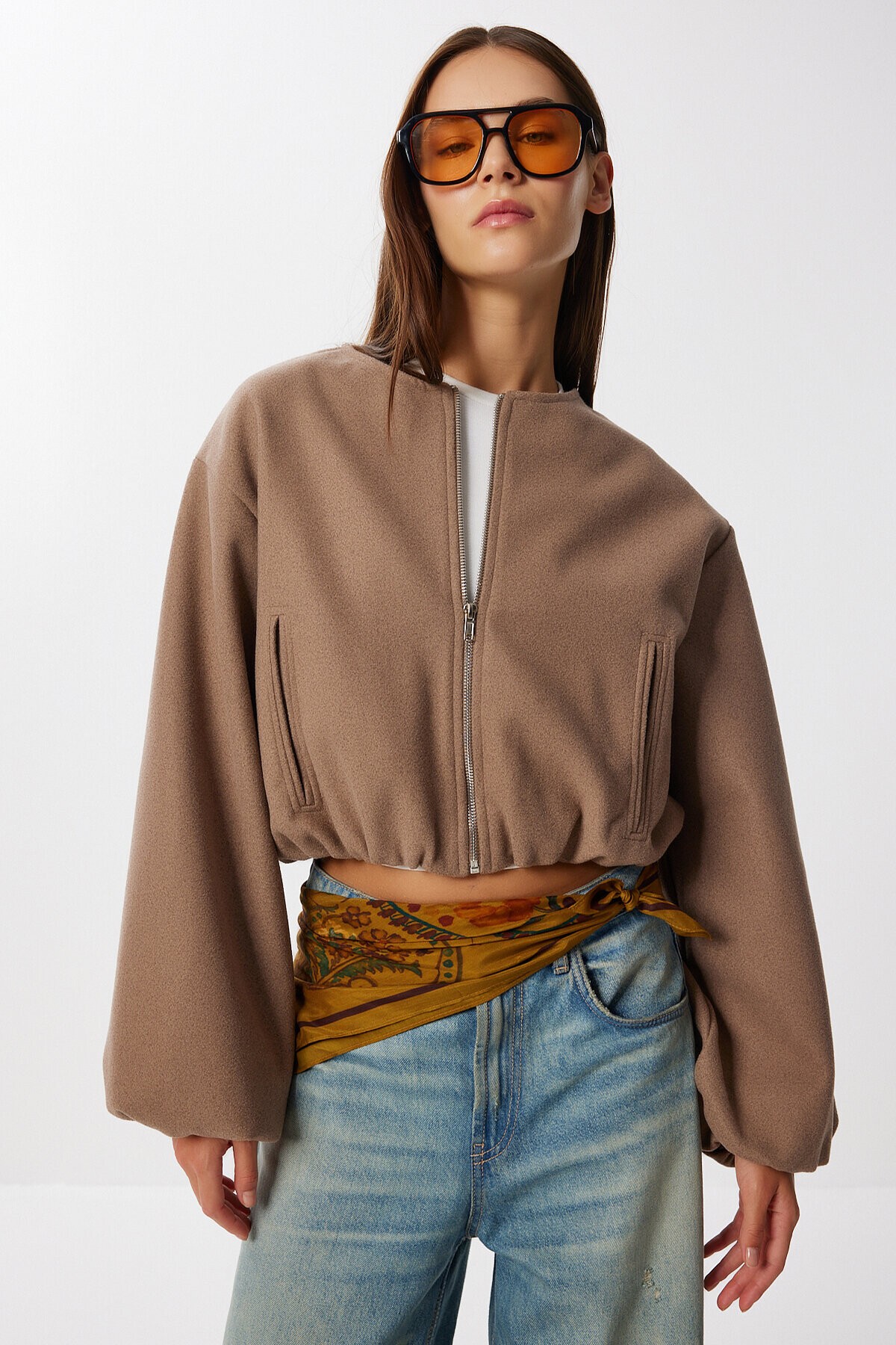 Soft Kaşe Bomber Ceket VİZON LUB0248