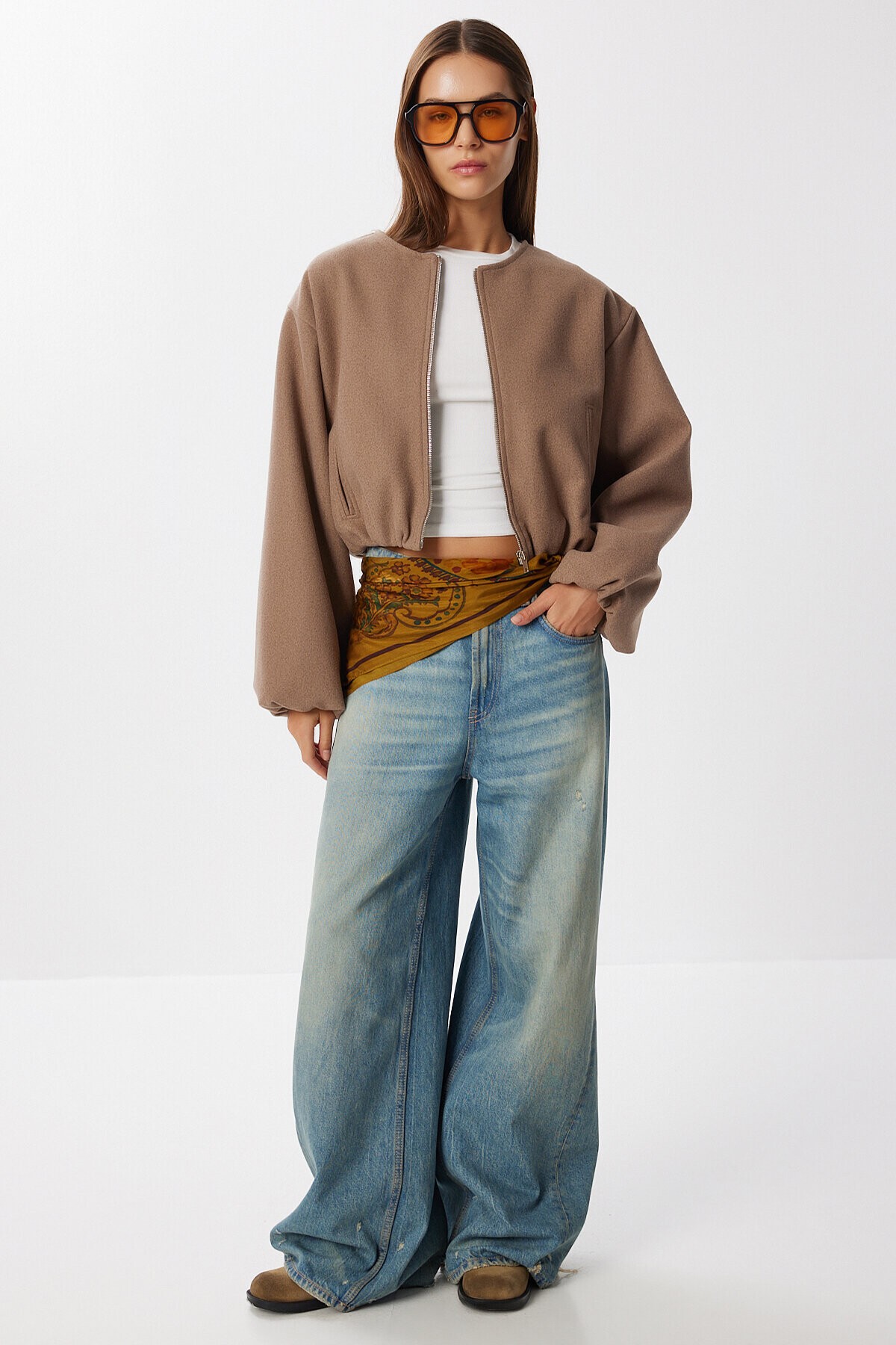 Soft Kaşe Bomber Ceket VİZON LUB0248