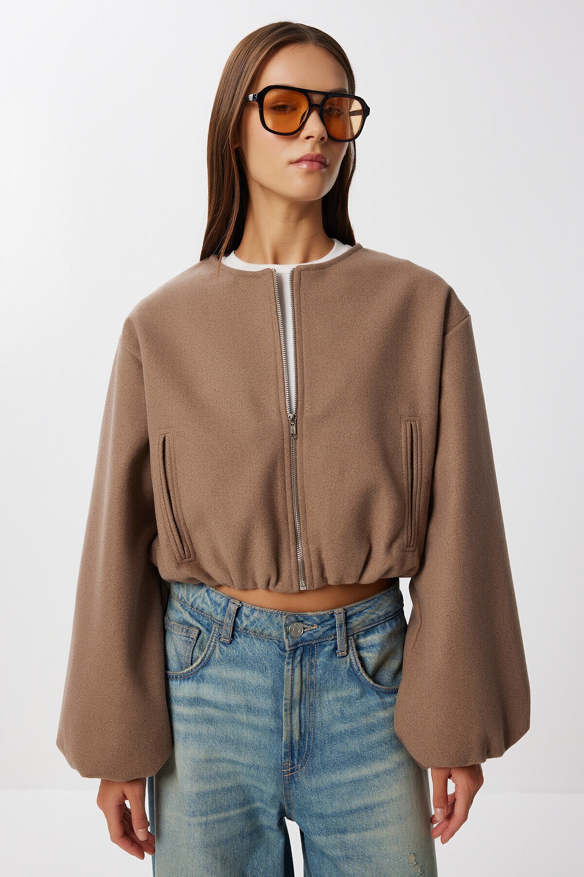Soft Kaşe Bomber Ceket VİZON LUB0248