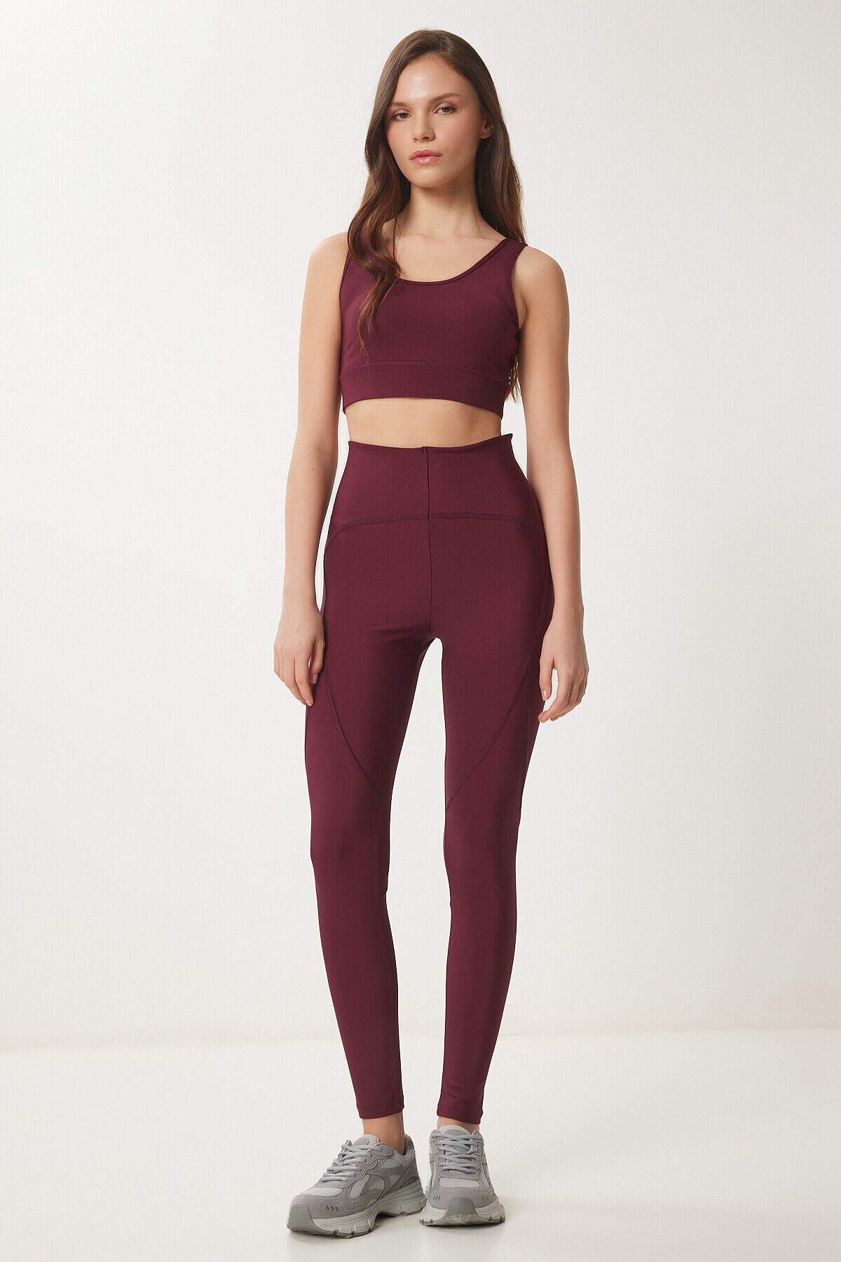 Toparlayıcı Örme Spor Tayt BORDO LVX0006
