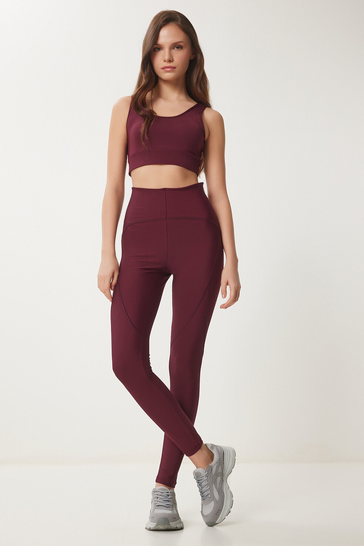 Toparlayıcı Örme Spor Tayt BORDO LVX0006