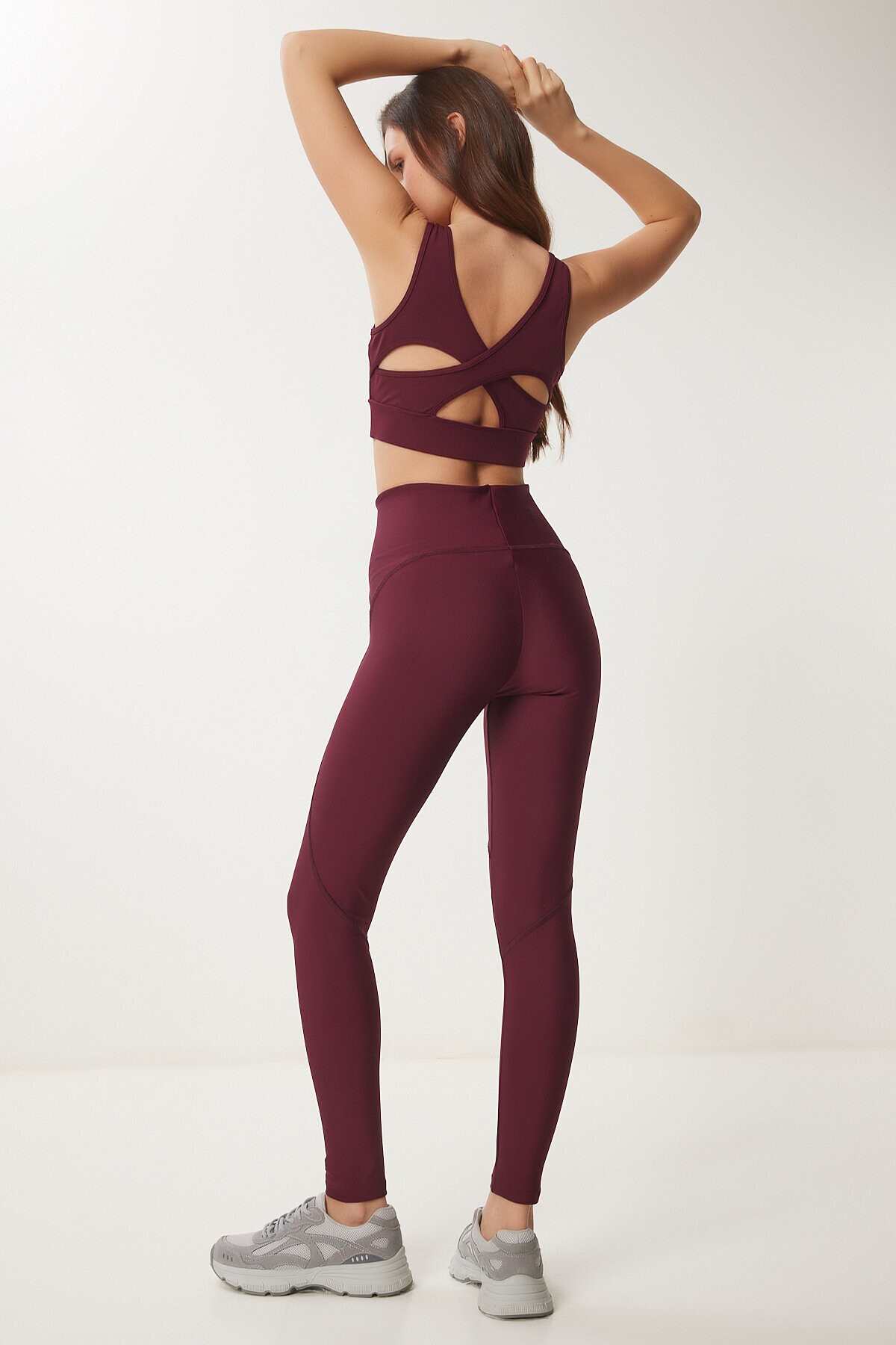 Toparlayıcı Örme Spor Tayt BORDO LVX0006
