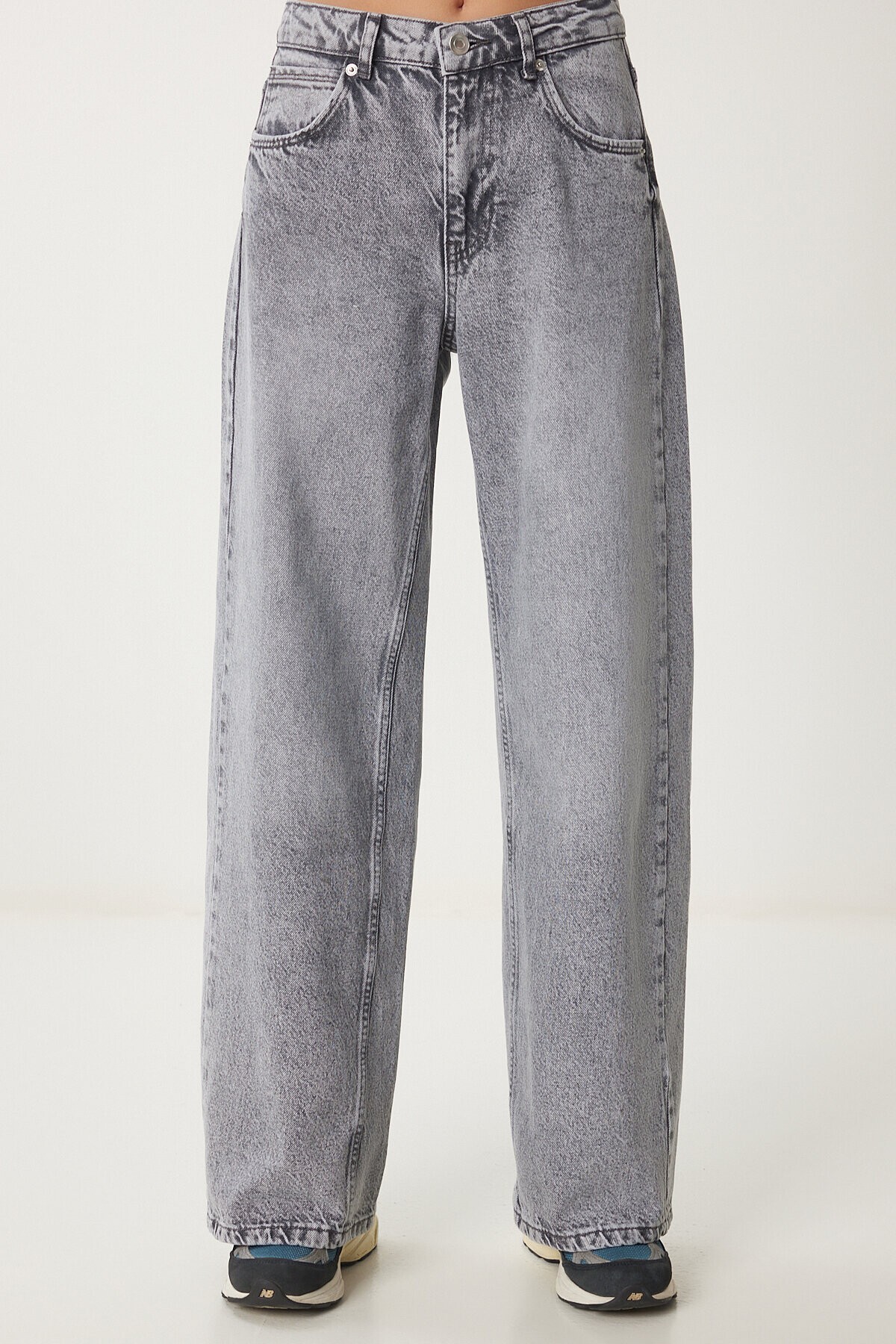 Yıkamalı Geniş Paça Jean GRİ LUS0098