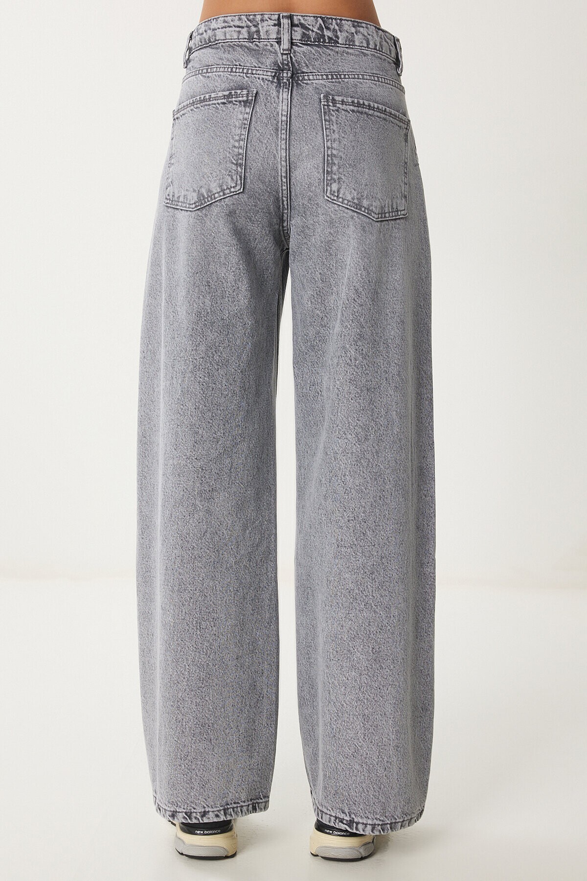 Yıkamalı Geniş Paça Jean GRİ LUS0098