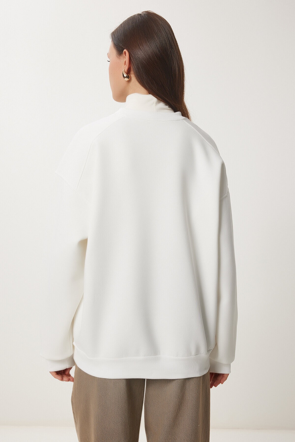 Ayıcık Armalı Şardonlu Örme Sweatshirt EKRU LTQ0001