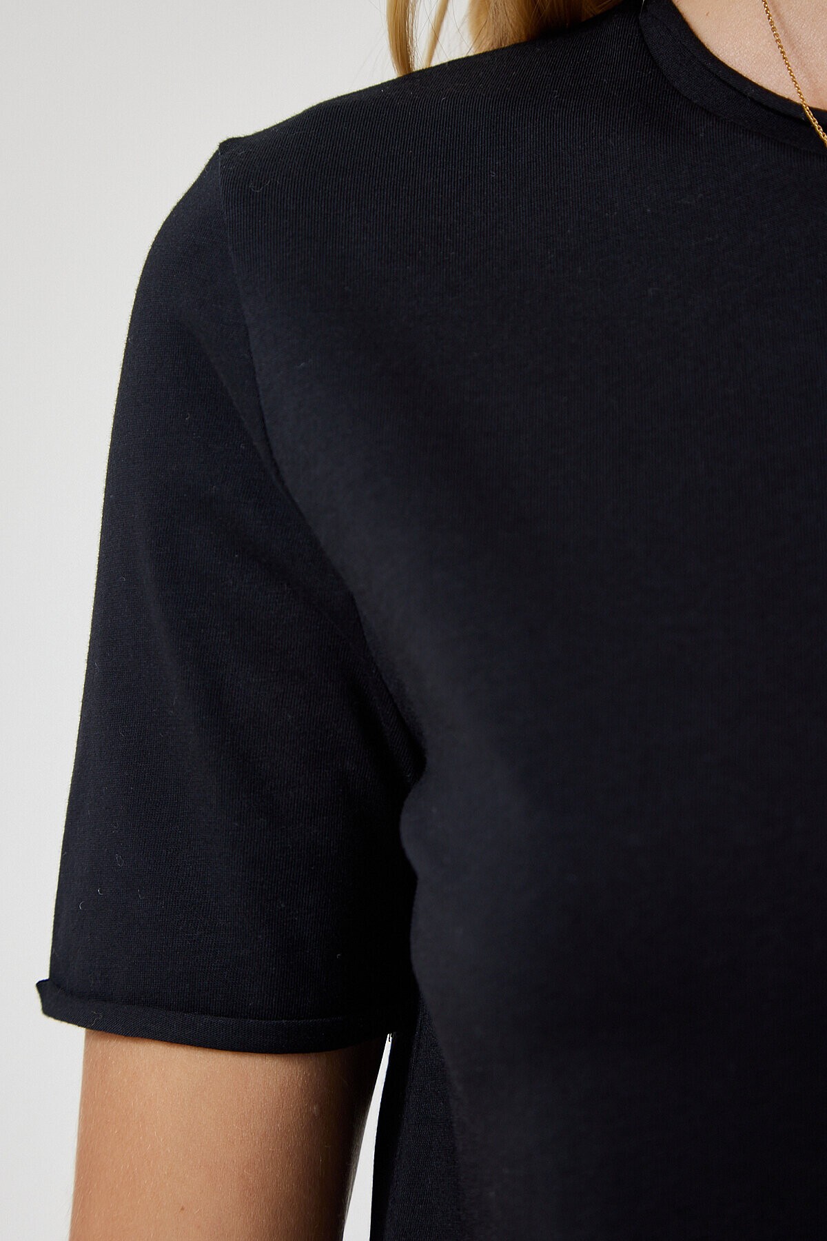 Bisiklet Yaka Basic Örme T-shirt SİYAH LUB0021