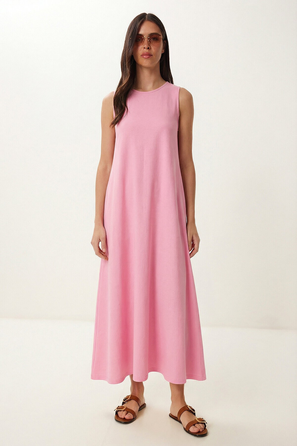 Cepli Yazlık Örme Elbise PEMBE LRN0032