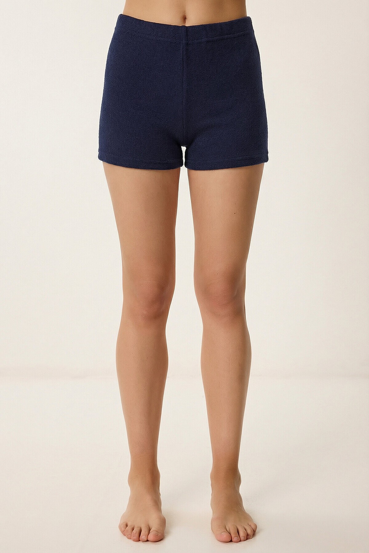 Düğme Detaylı Fitilli Örme Pijama Takımı LACİVERT LRN0031