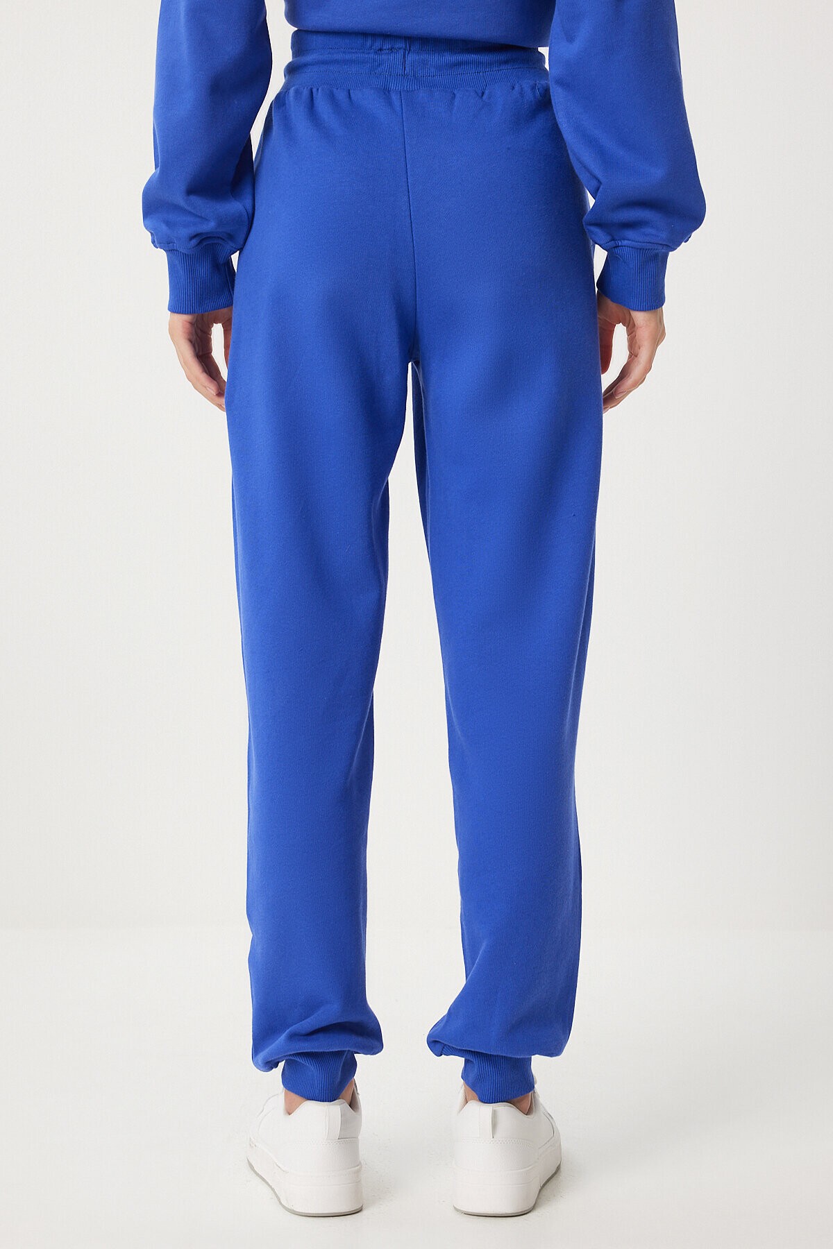 Kapüşonlu Sweatshirt Jogger Oversize Örme Eşofman Takımı MAVİ LPYS003