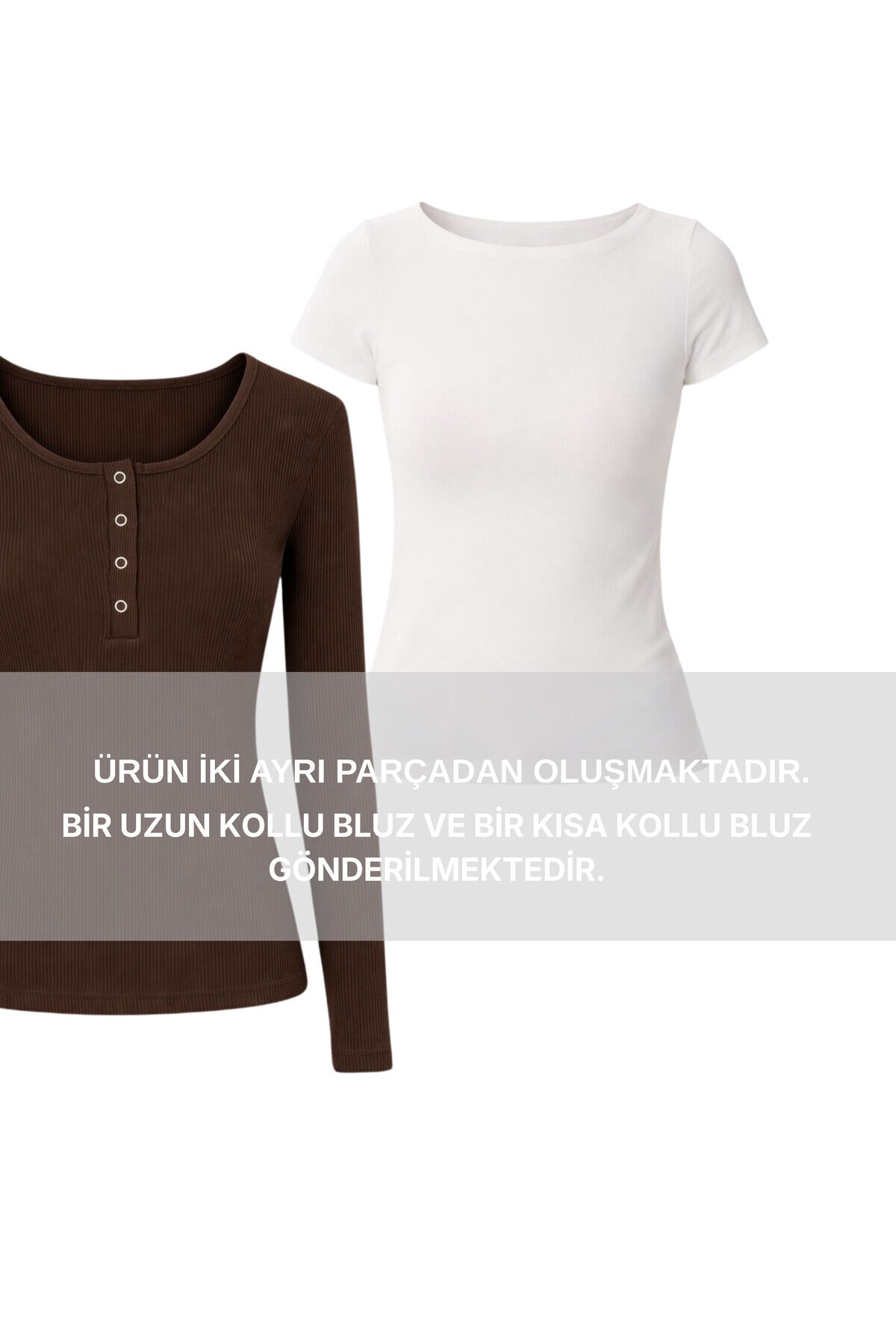 Katmanlı Çıtçıtlı Fitilli Örme Bluz KAHVERENGİ LRN0030