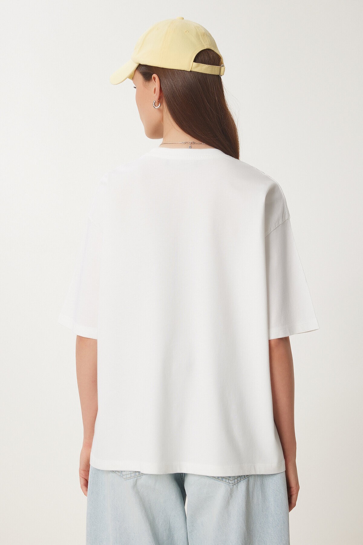 Limon Baskılı Pamuklu Örme T-shirt BEYAZ LUS0129