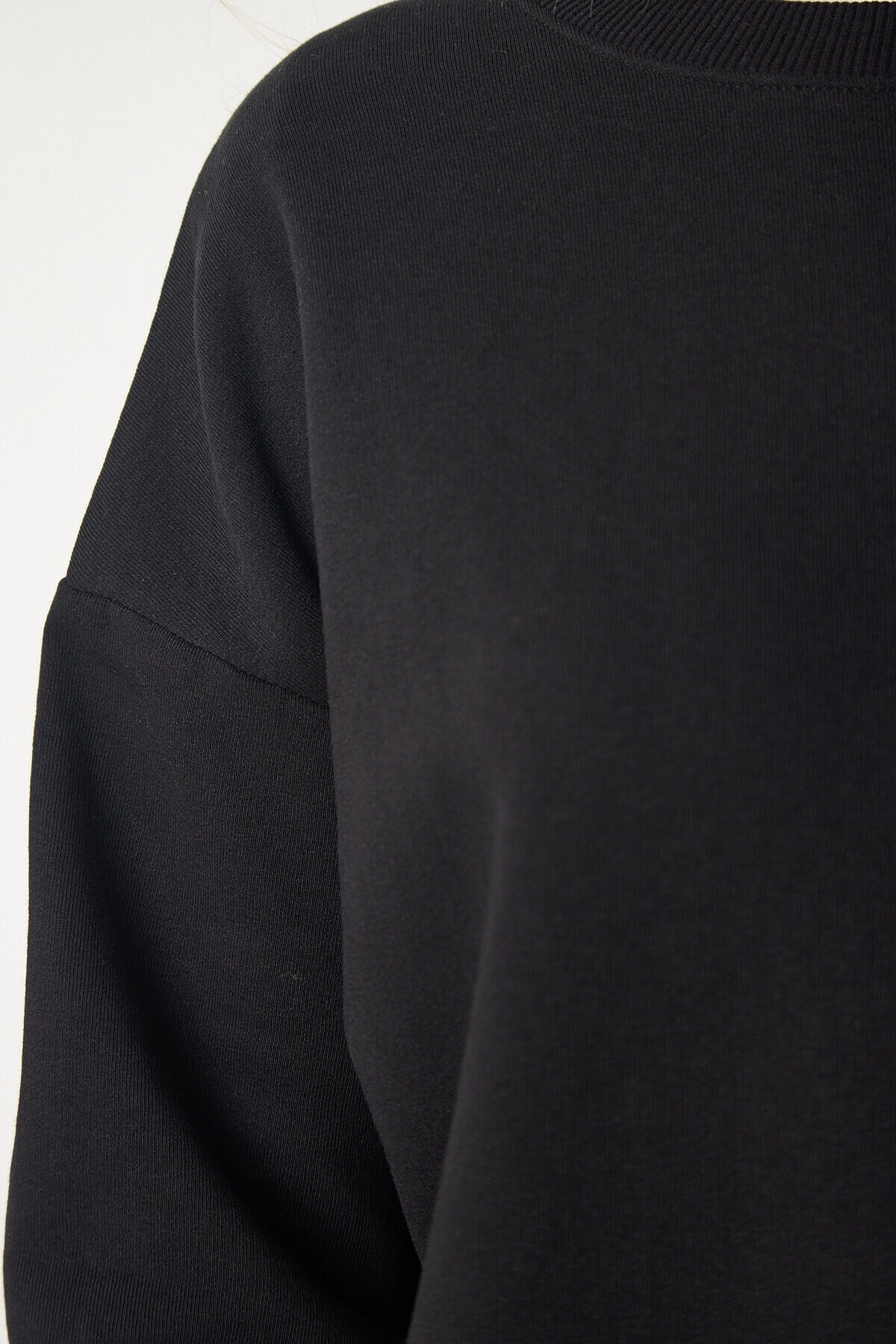 Baskılı Oversize Sweatshirt SİYAH LHF0019