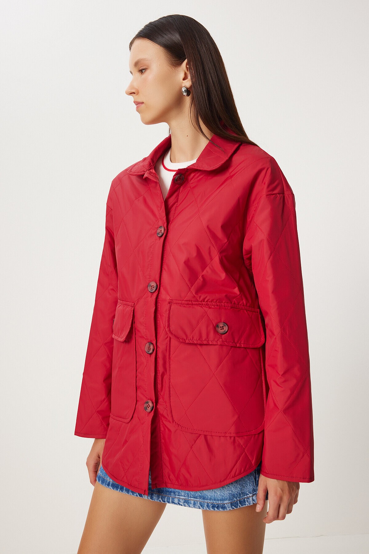Cepli Oversize Kapitone Mont KIRMIZI LFO0001