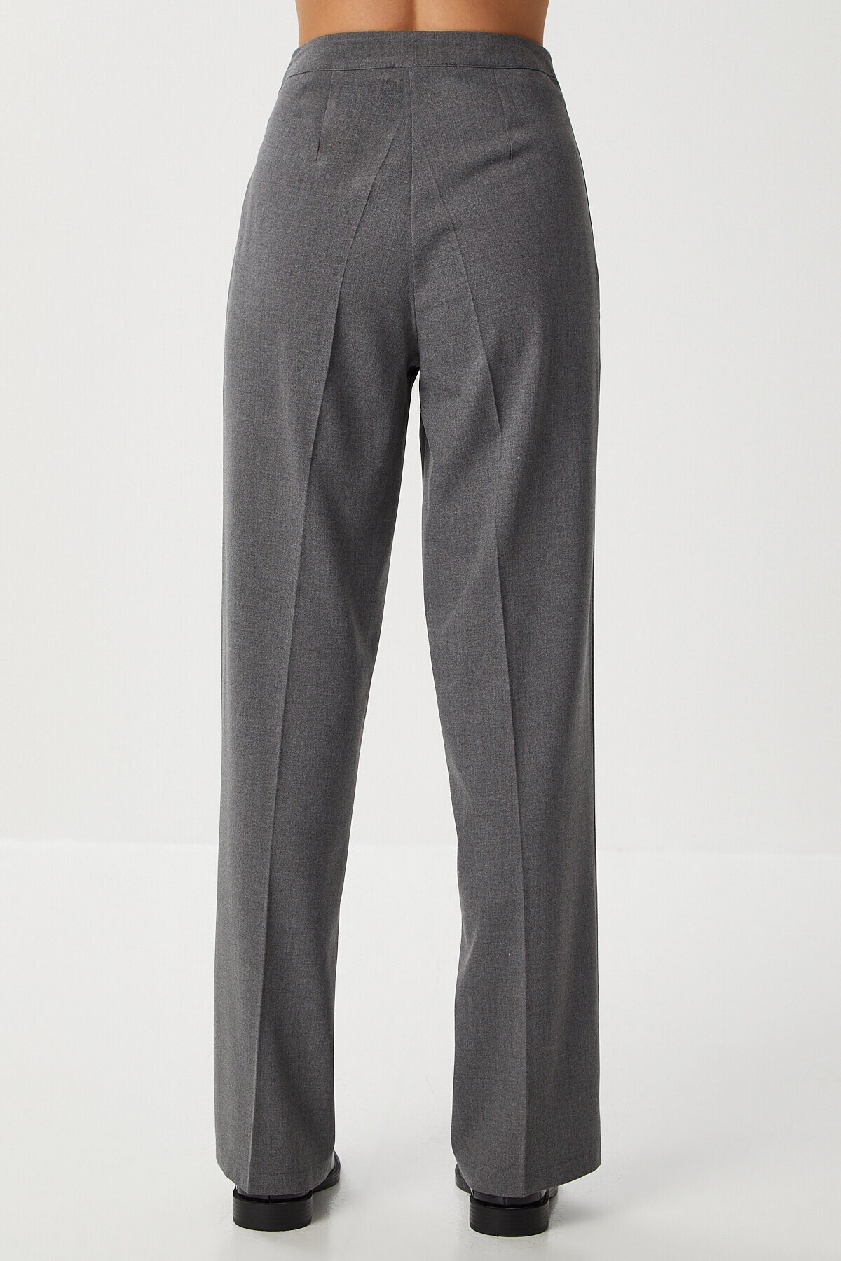 Dikişli Straight Poliviskon Pantolon ANTRASİT LGP0023