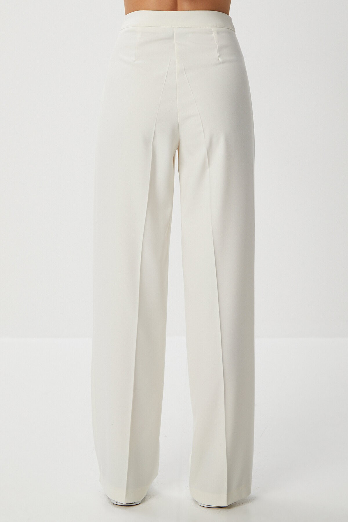Dikişli Straight Poliviskon Pantolon KEMİK LGP0023