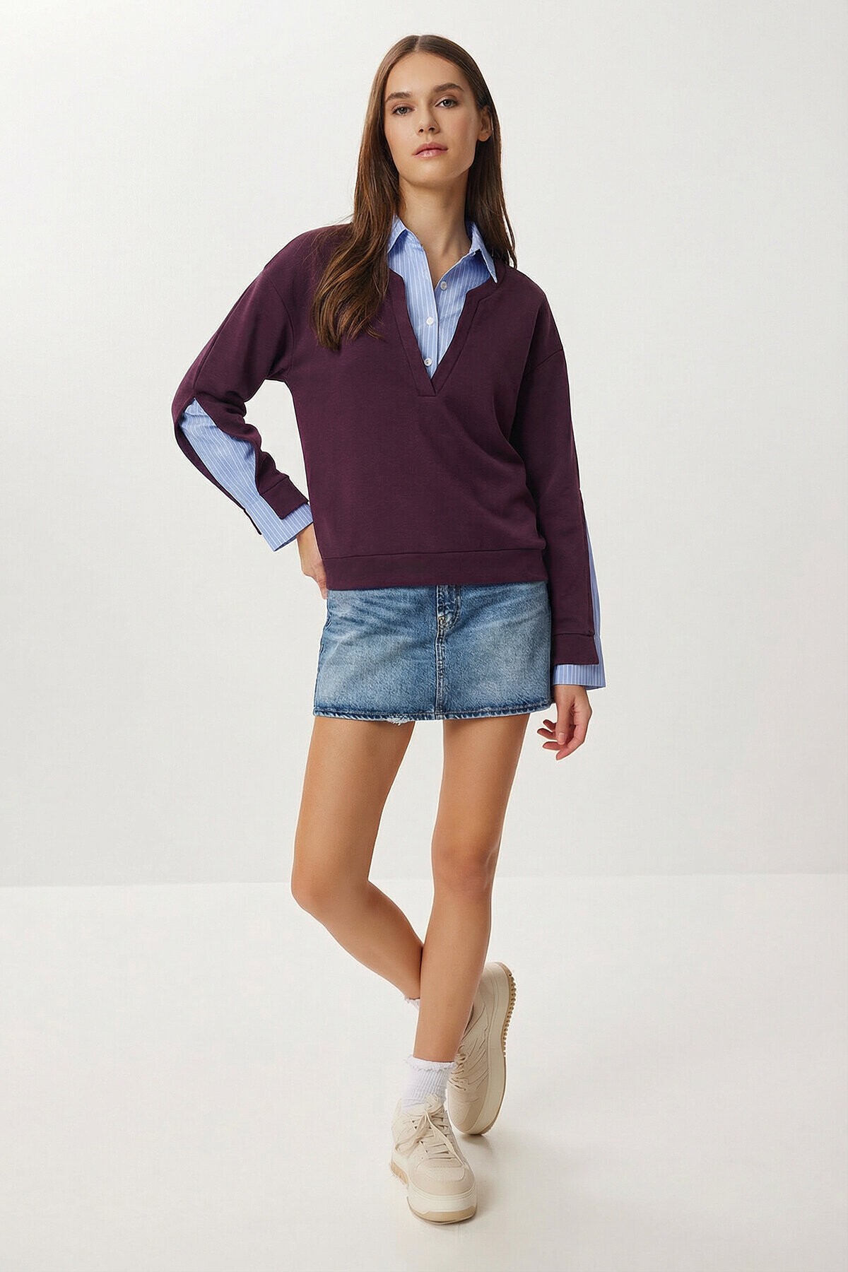Gömlek Yaka Modal Sweatshirt MÜRDÜM LXA0018