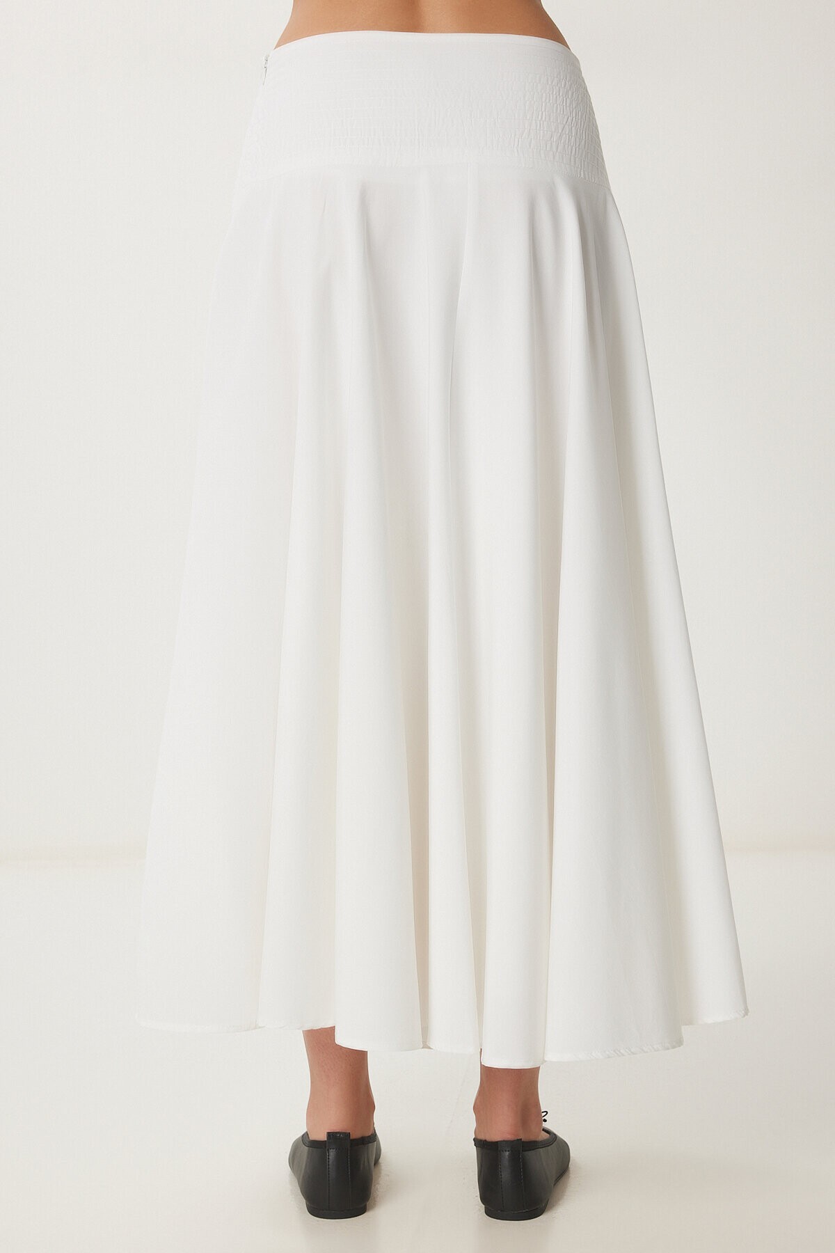 Kloş Yazlık Midi Poplin Etek EKRU LNS0038