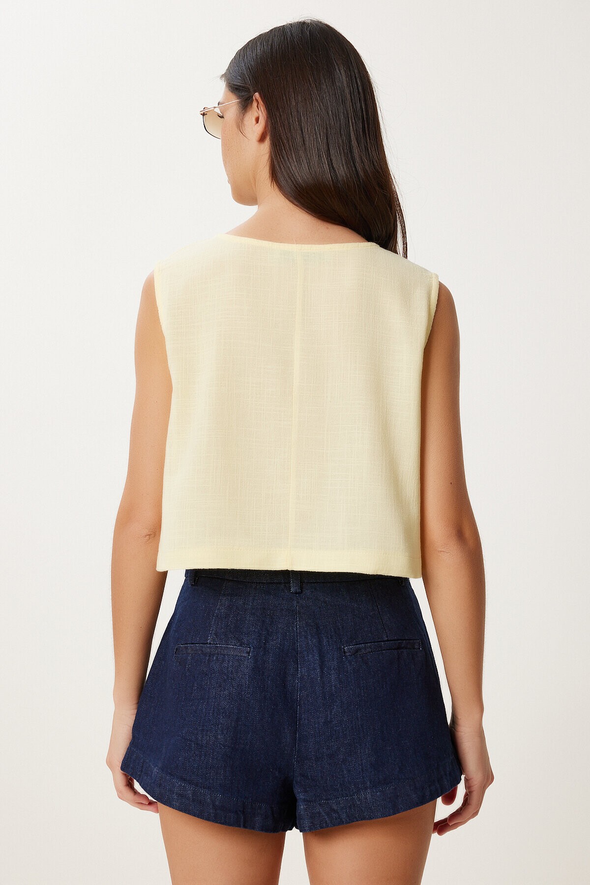 Kolsuz Keten Bluz SARI LGP0004