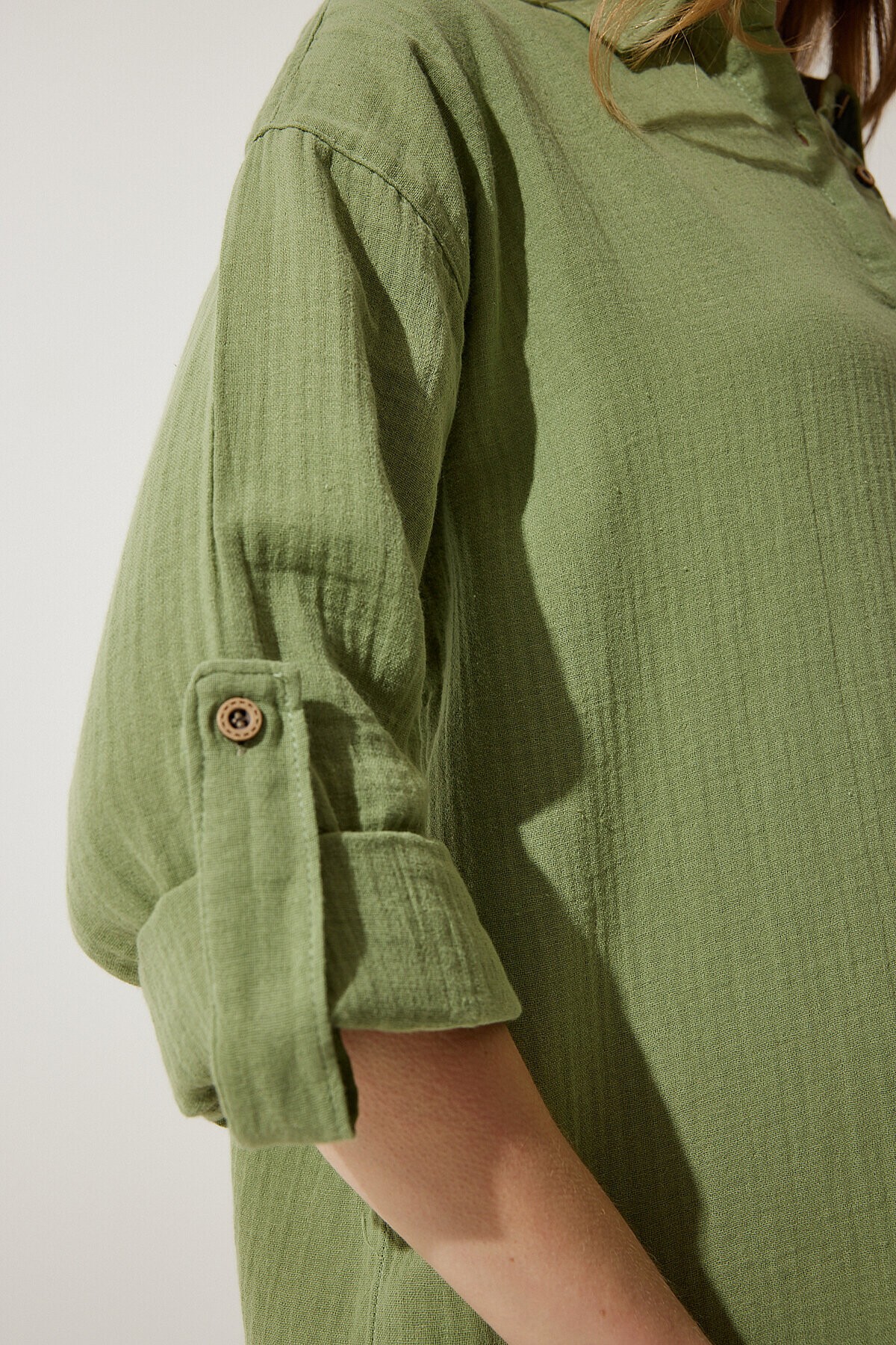 Oversize Müslin Gömlek Elbise ÇAĞLA YEŞİLİ LSA0006