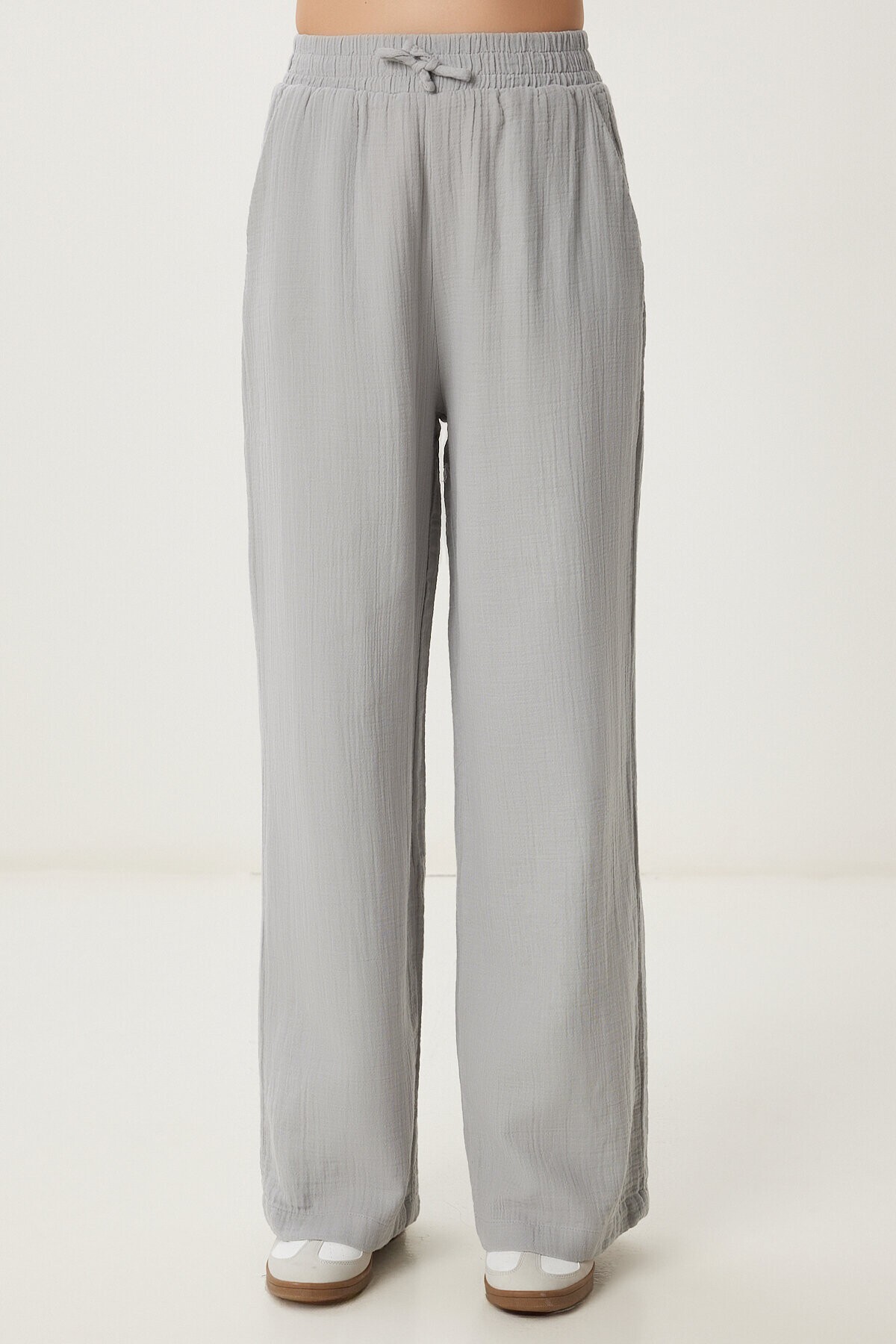 Oversize Müslin Gömlek Pantolon Takım GRİ LSA0014