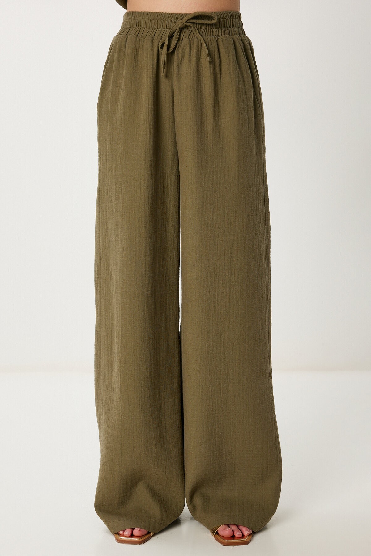 Oversize Müslin Gömlek Pantolon Takım HAKİ LSA0014