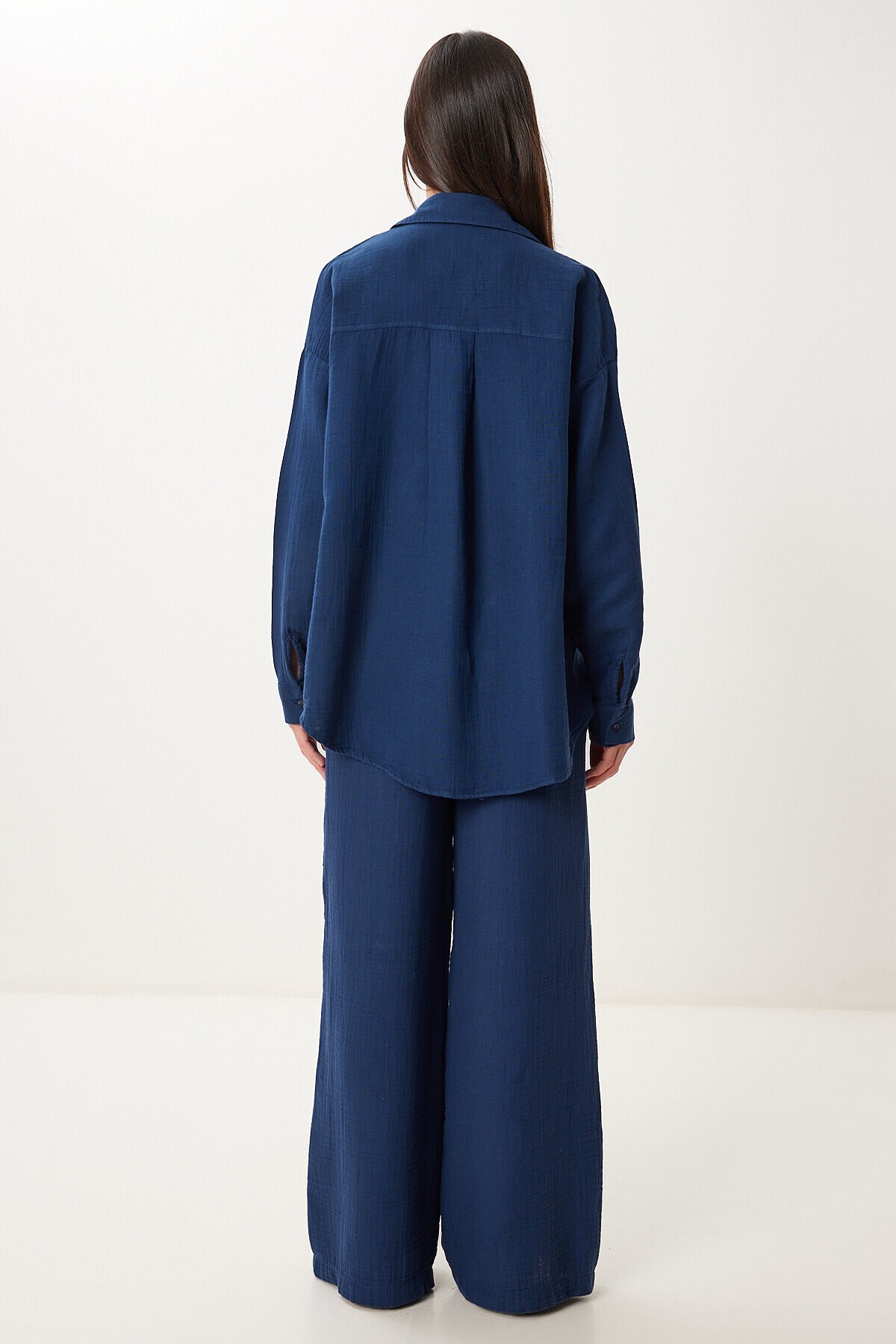 Oversize Müslin Gömlek Pantolon Takım LACİVERT LSA0014