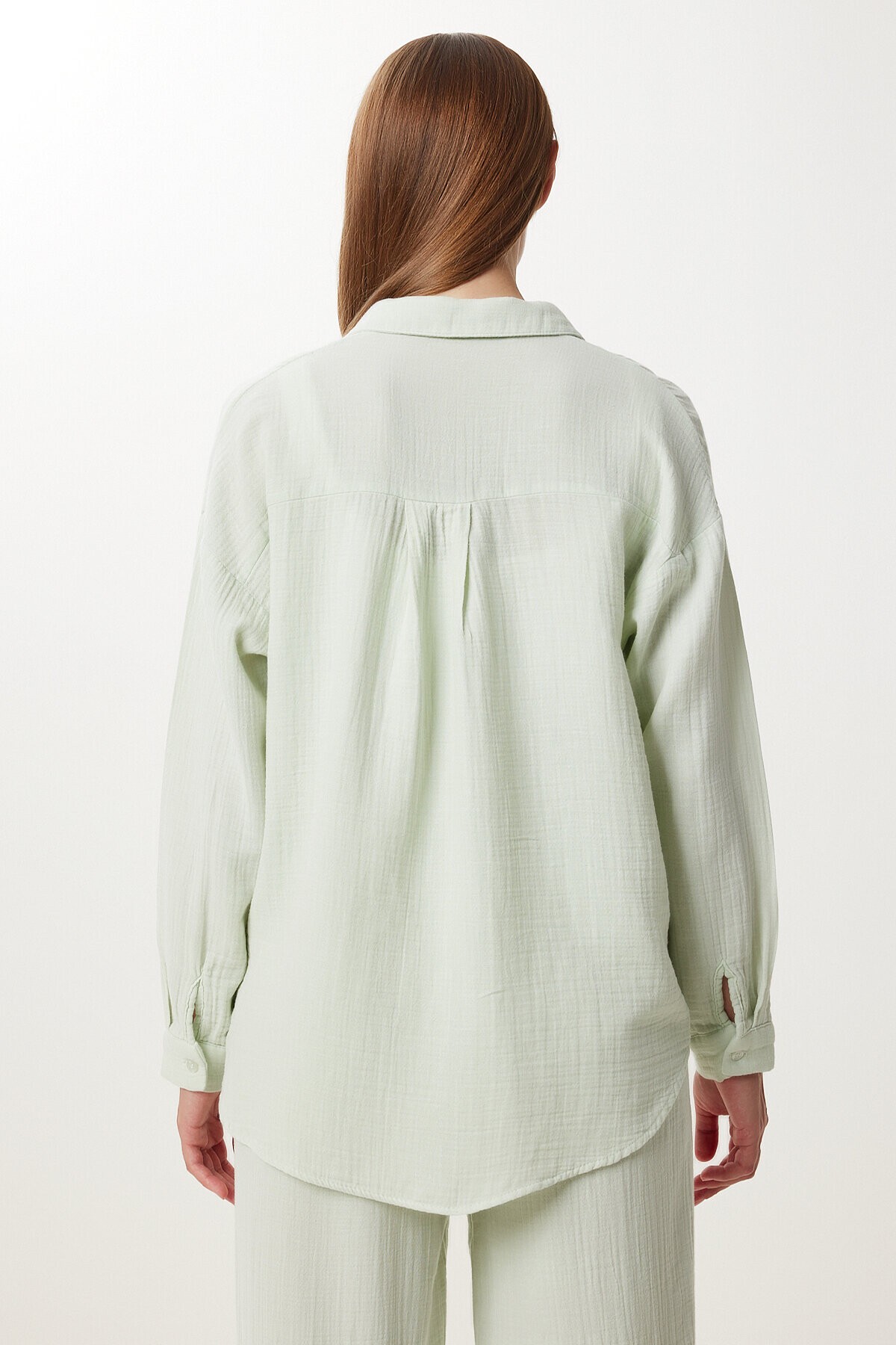 Oversize Müslin Gömlek Pantolon Takım SU YEŞİLİ LSA0014
