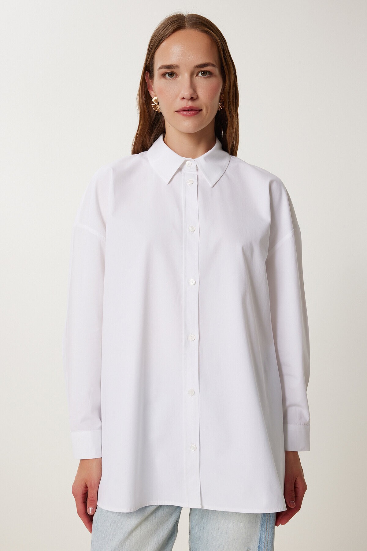 Oversize Poplin Gömlek EKRU LWF0041