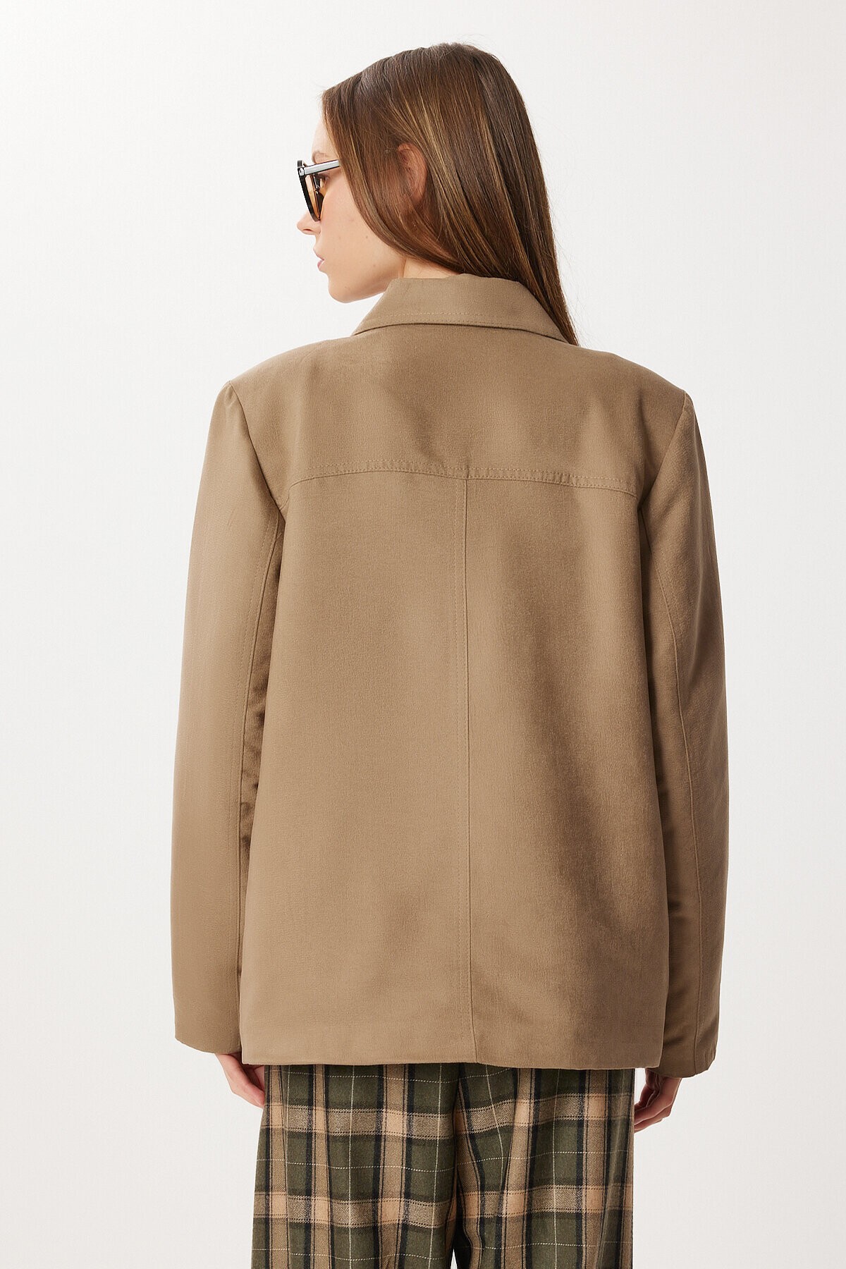 Regular Kesim Suni Süet Blazer Ceket VİZON LRG0055