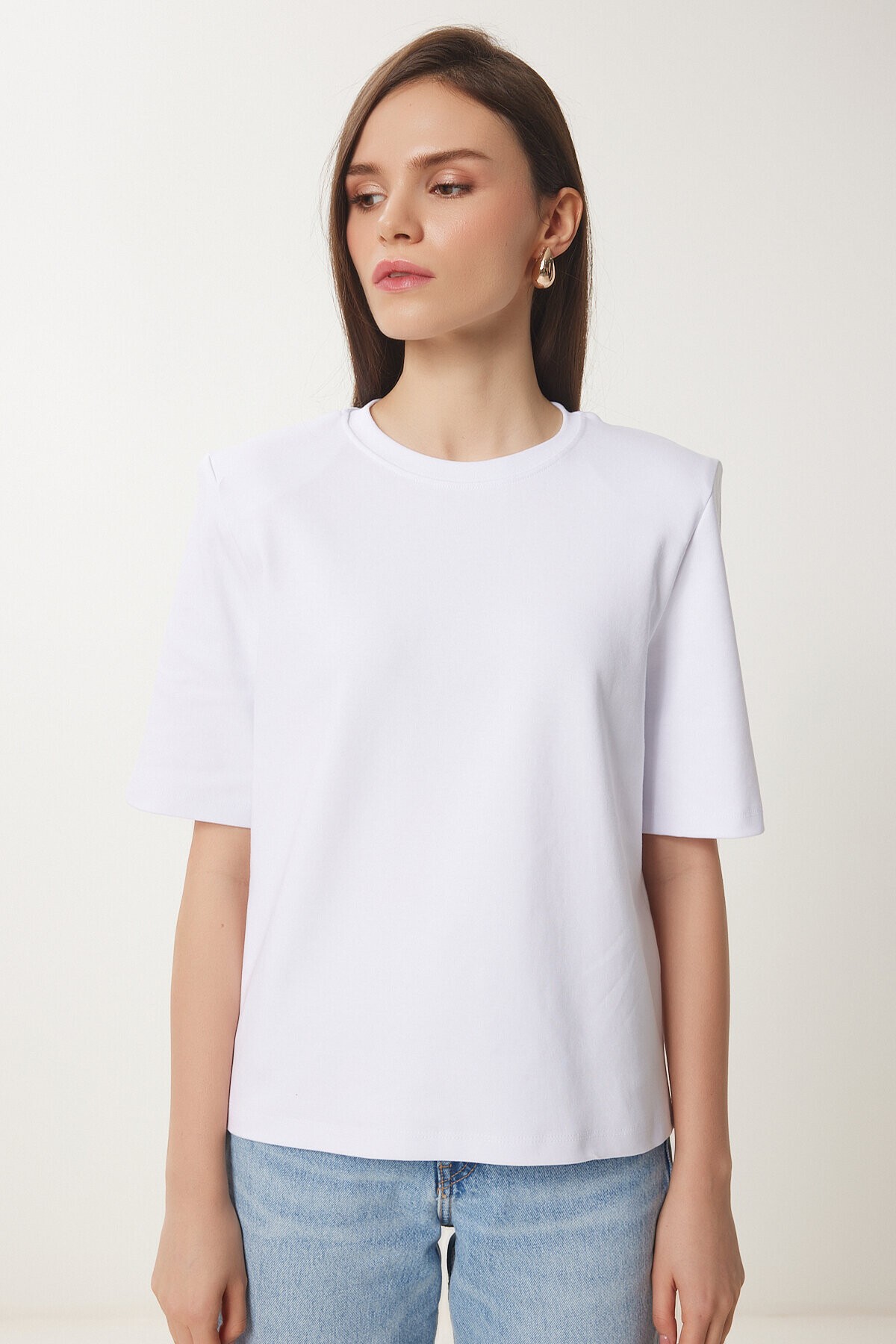 Vatkalı İnterlok Tshirt BEYAZ LUS0085